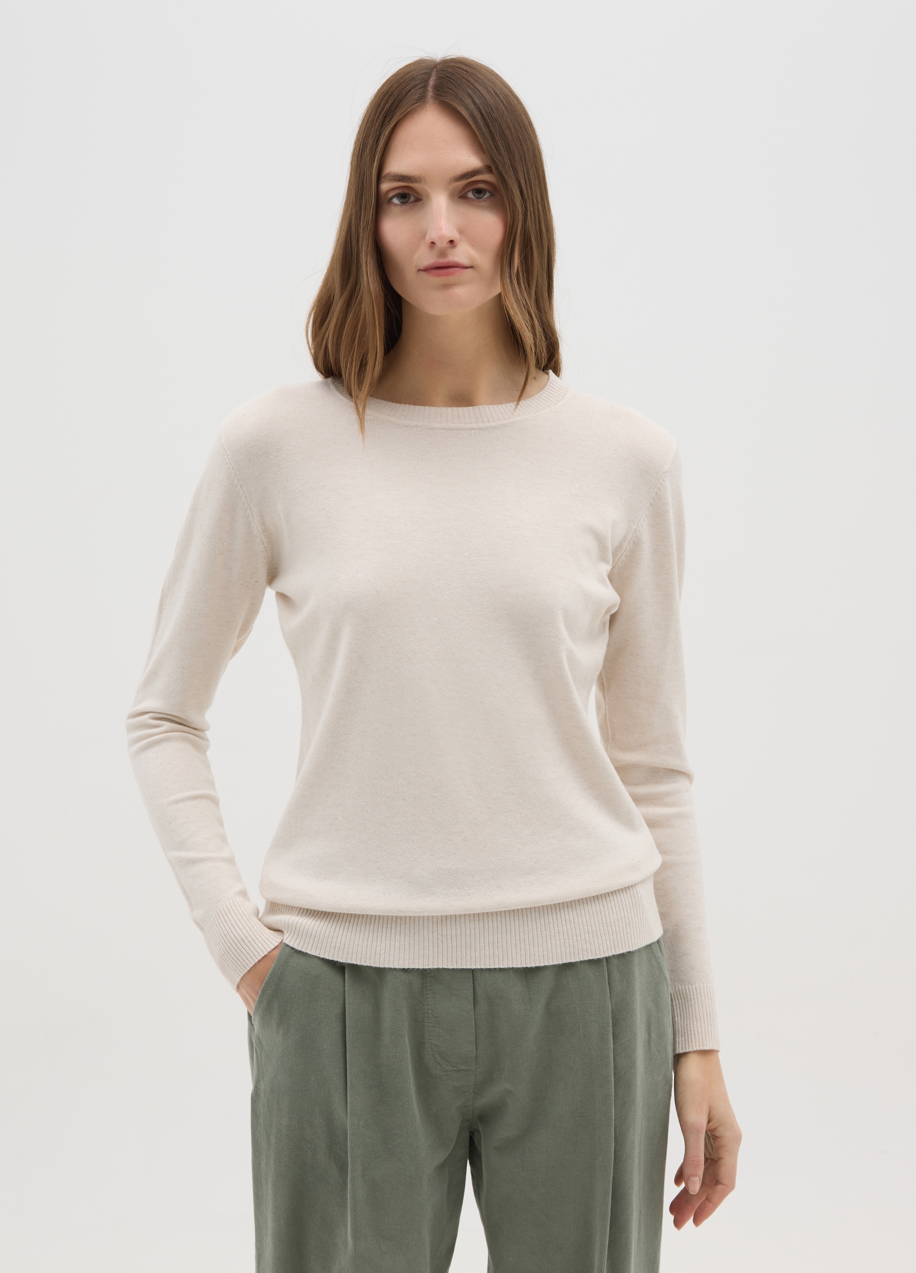 HYBRID, Golf Beige Con Scollo Rotondo, Donna, Beige, Taglia: L/XL