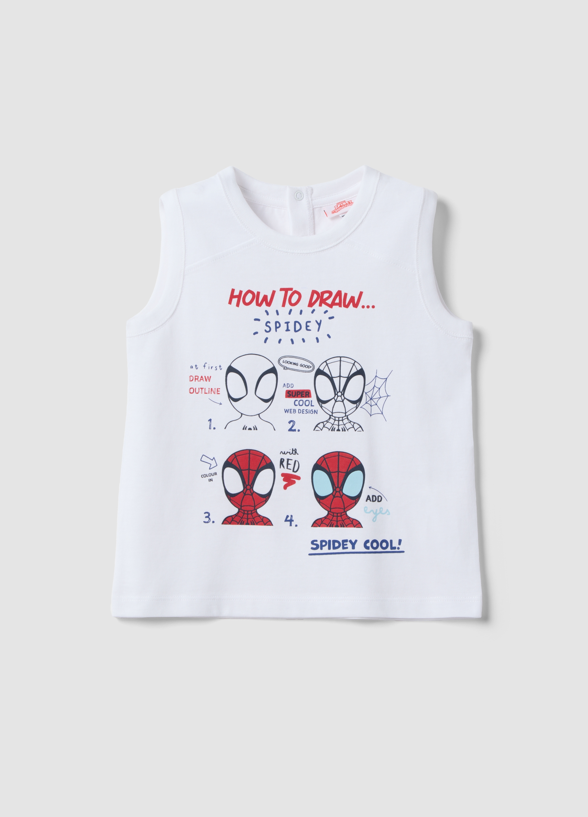 FAGOTTINO, Camiseta De Tirantes Blanca De Algodón Puro Para Niño Con Estampados De Spider-man, Niño, Blanco óptico, Talla: 18-24