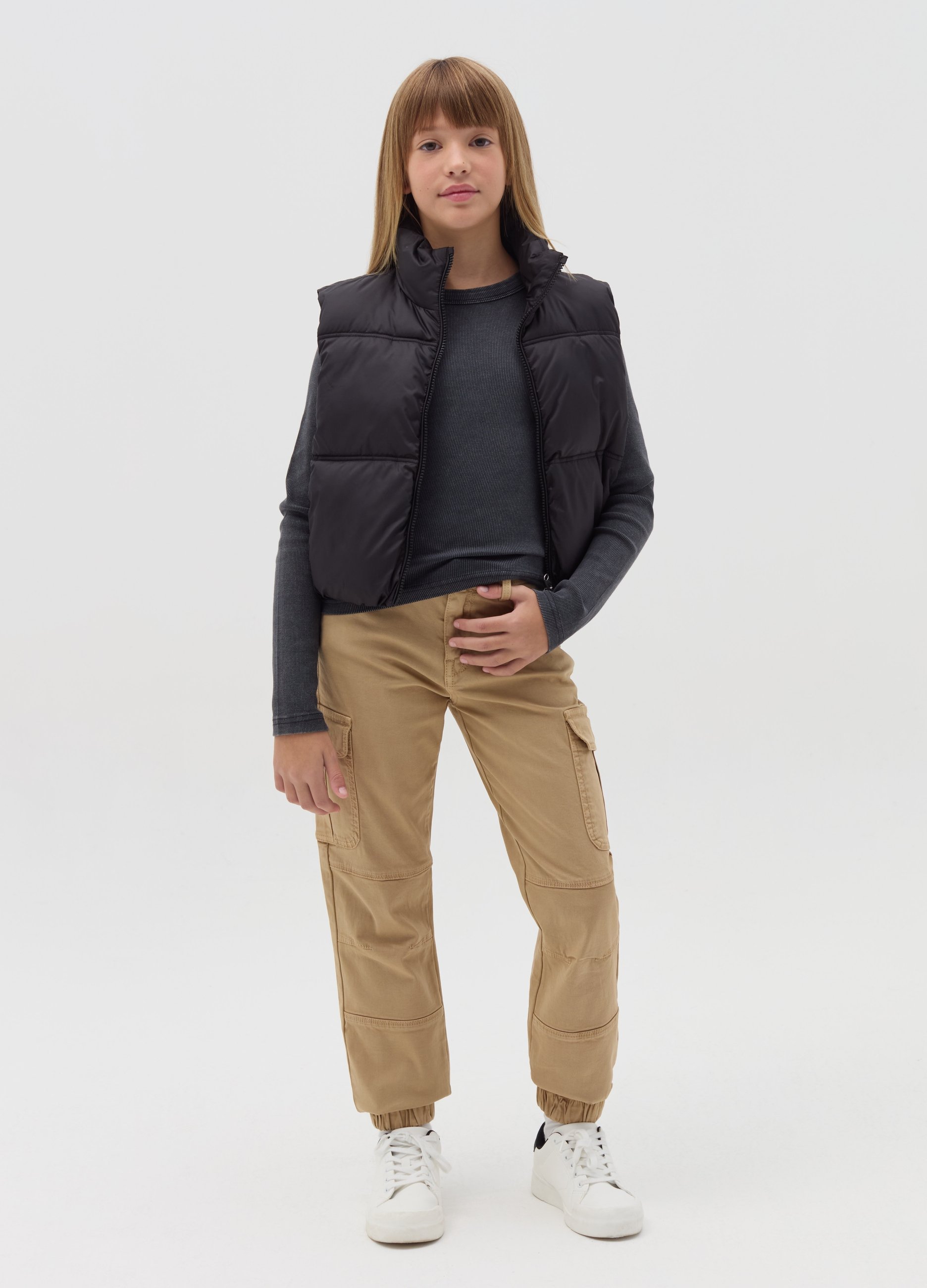 OVS KIDS, Joggers Cargo In Cotone Stretch, Bambina, Beige, Taglia: 11-12