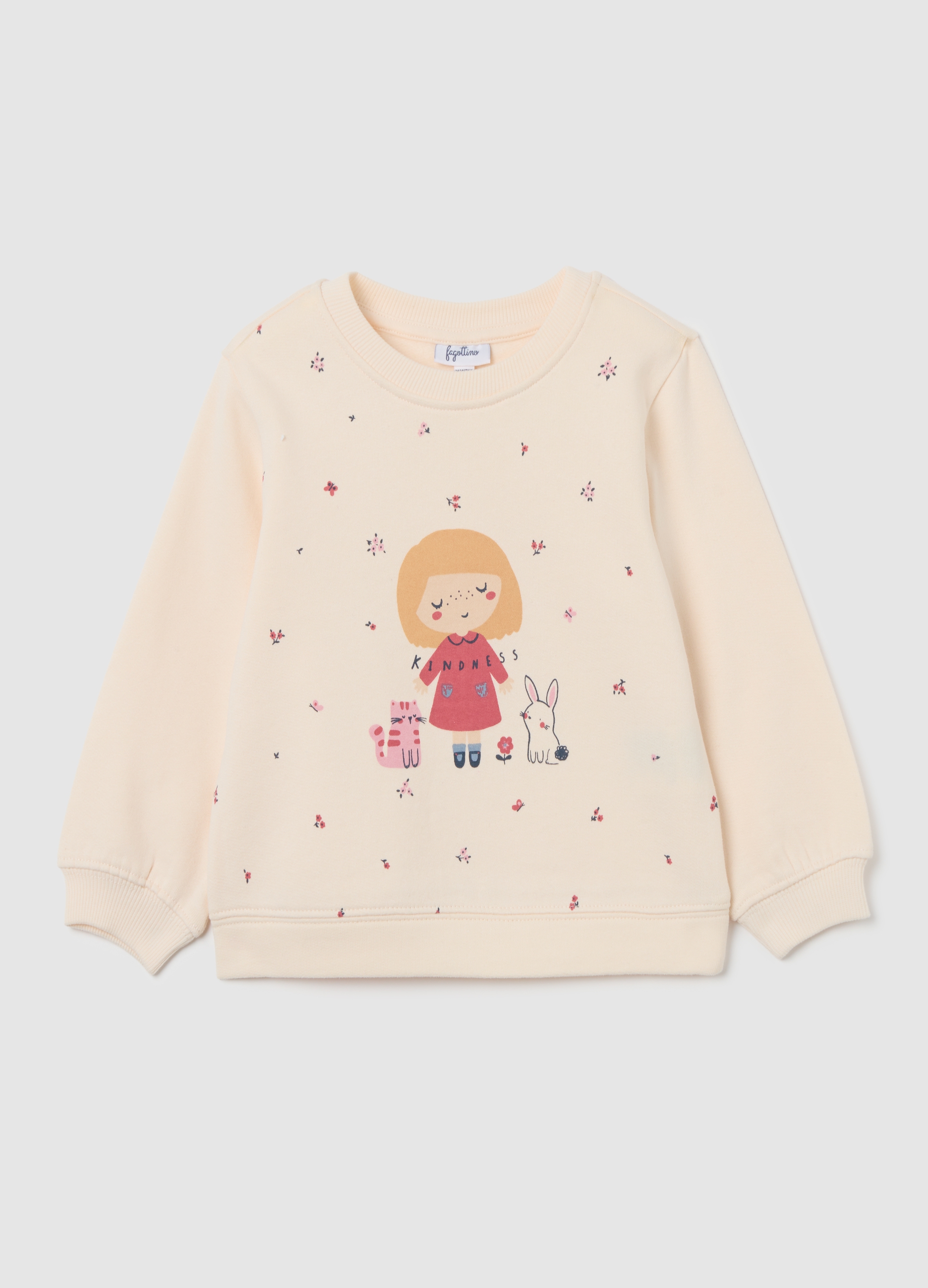 FAGOTTINO, Felpa Rosa In Cotone Con Stampe Divertenti, Bambina, Rosa, Taglia: 18-24