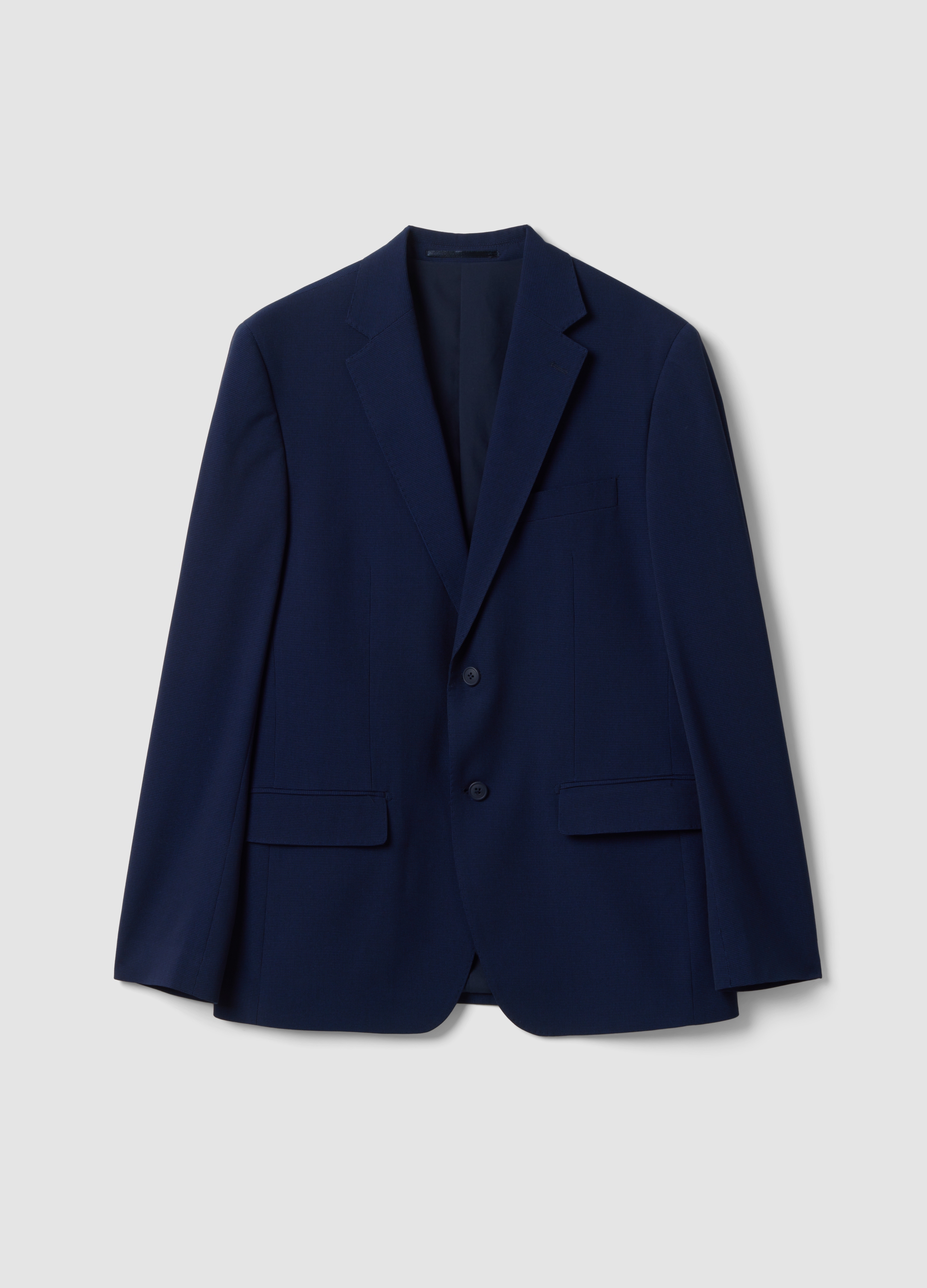 PIOMBO, Blazer Blu In Viscosa Elasticizzata Slim Fit Con Rever Classici, Uomo, Blu, Taglia: 46