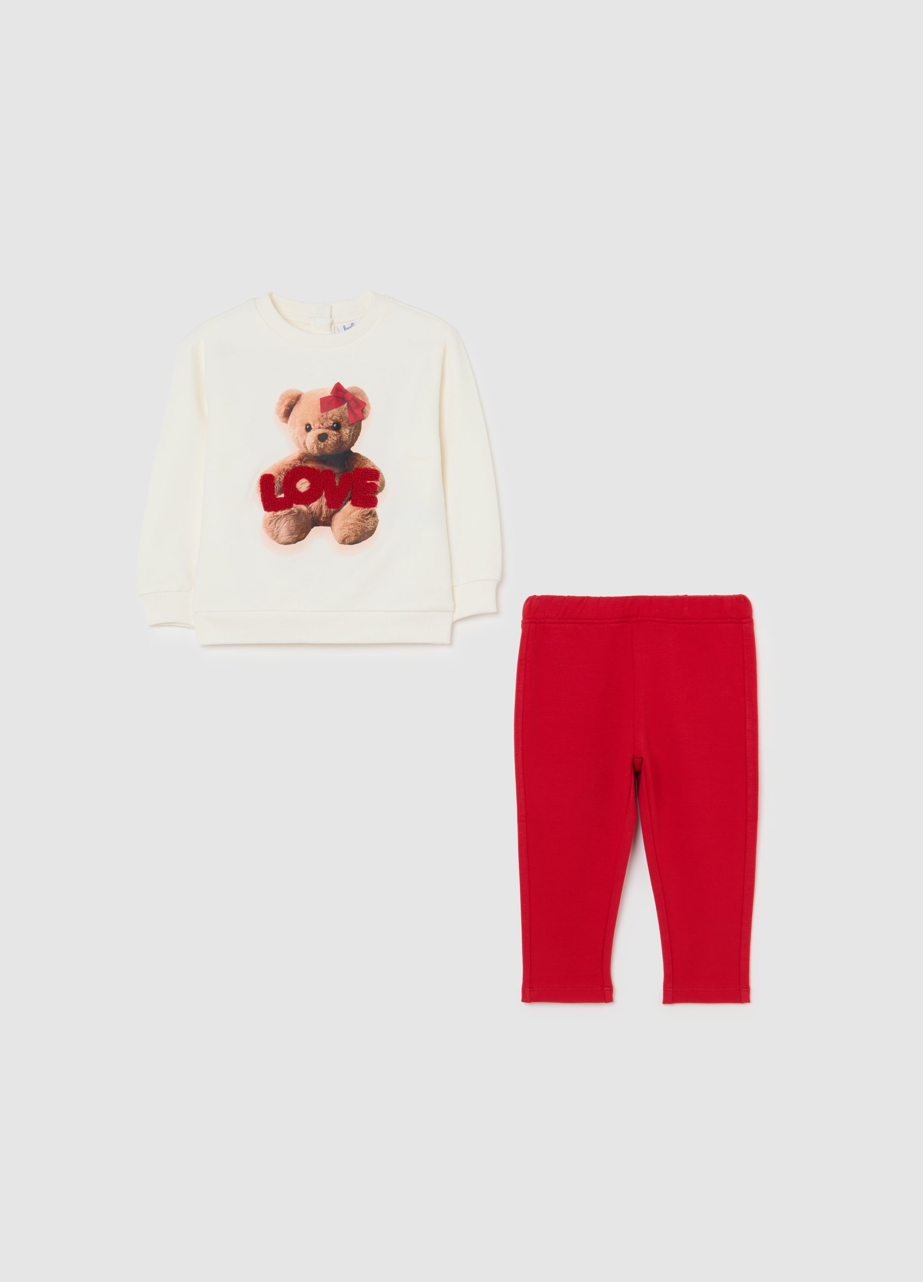 FAGOTTINO, Conjunto De Sudadera Y Pantalón Multicolor De Algodón Para Niña Con Estampado, Niña, Blanco/rojo, Talla: 12-18