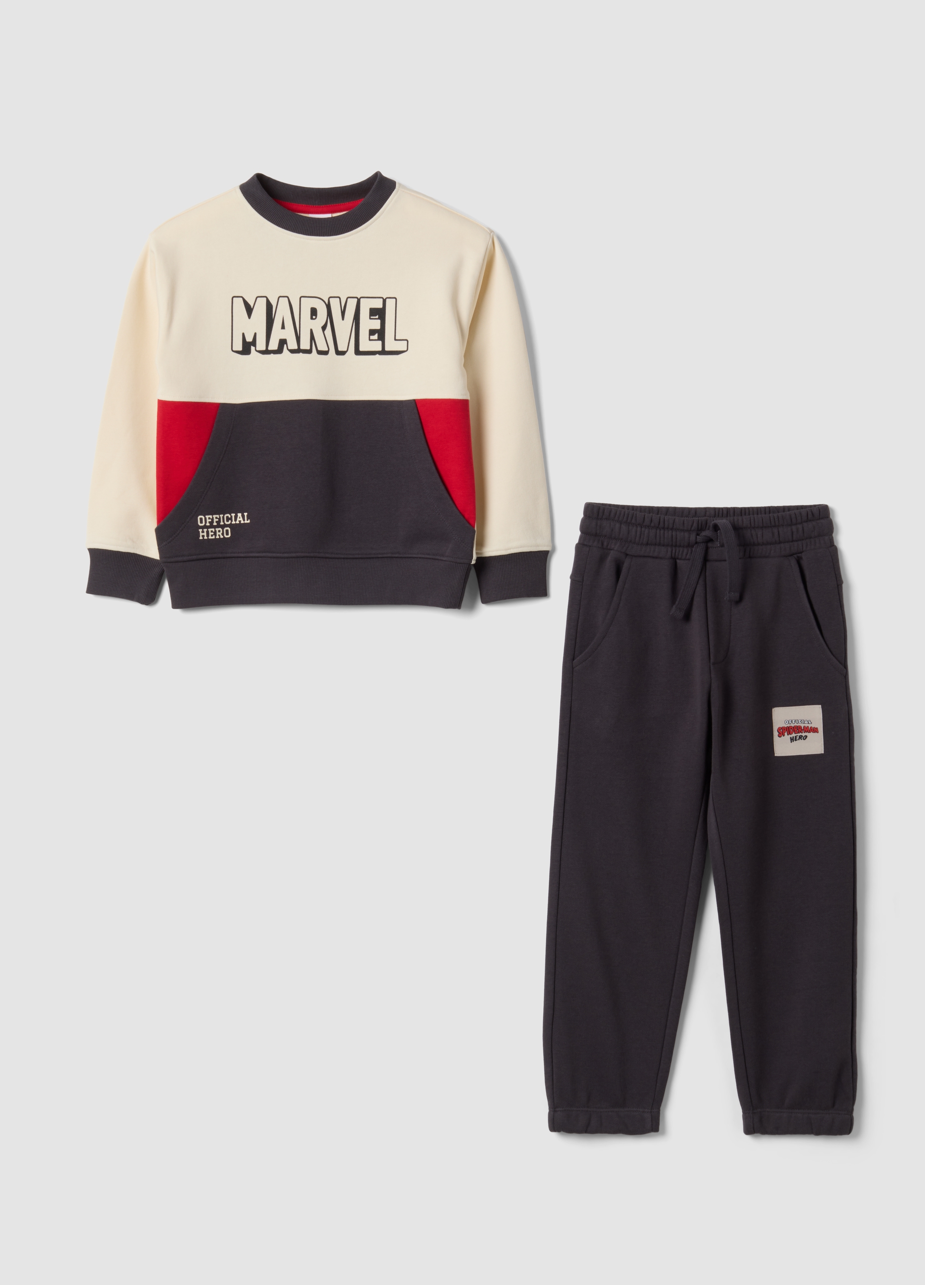 Marvel , Chándal Beige Y Negro De Mezcla De Algodón Con Estampados Spider-man, Niño, Negro/Beige, Talla: 6-7