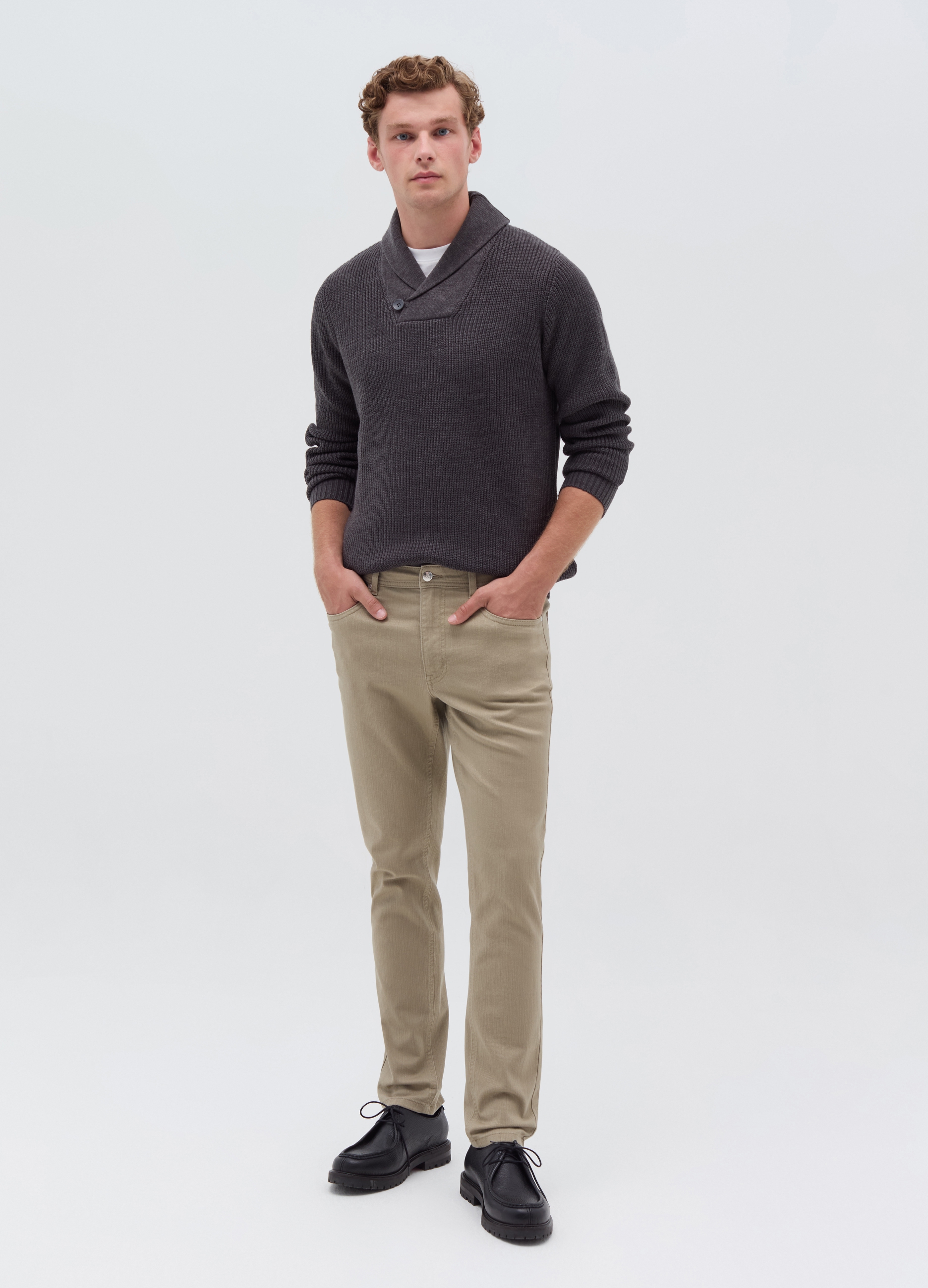 Jersey Con Cuello Tipo Chal, Hombre, Gris pizarra, Talla: XXL