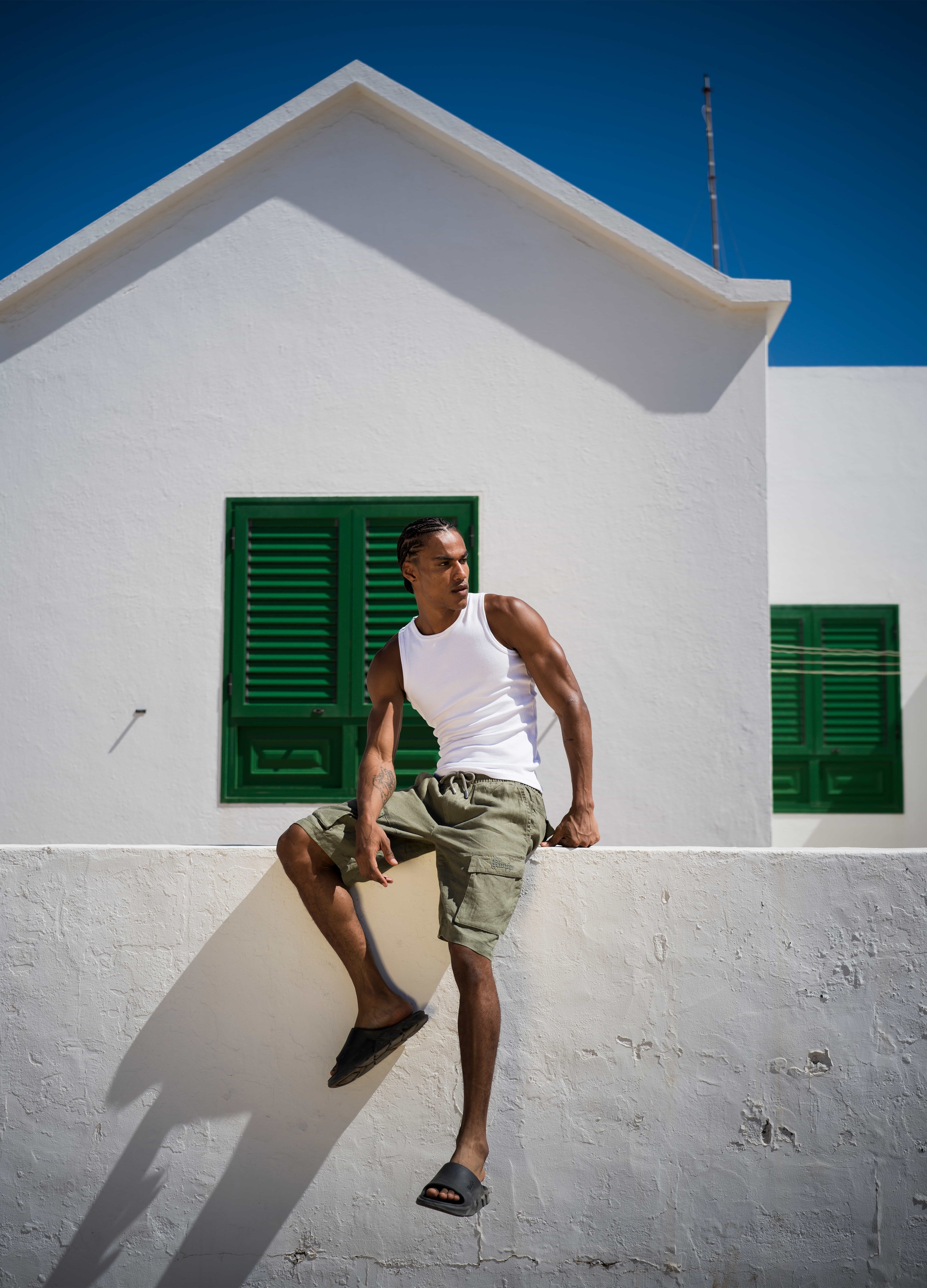 UTOPJA, 100% Linen Cargo Shorts Military Green, Uomo, Verde, Taglia: S