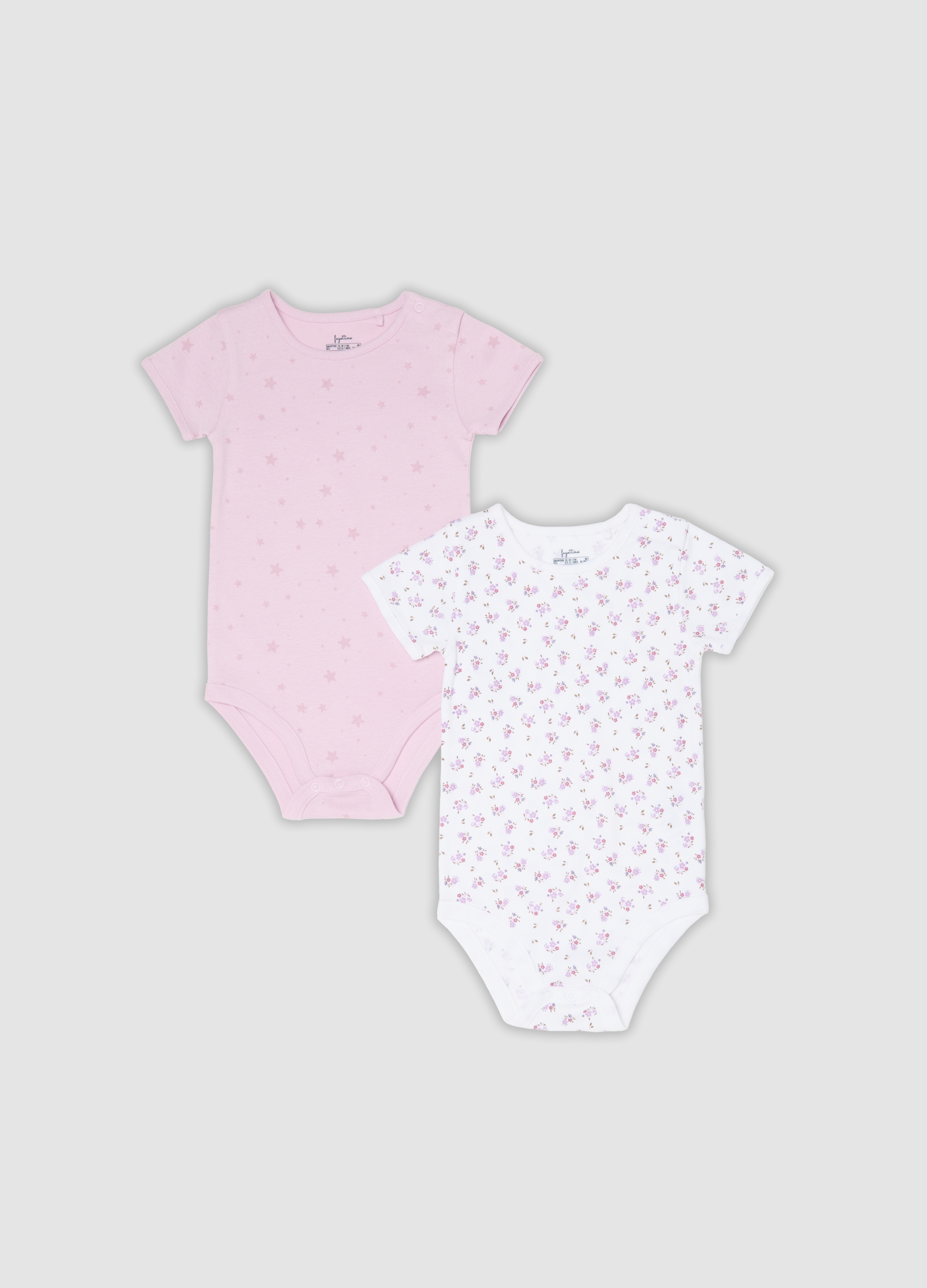 FAGOTTINO, Bipack Di Body Rosa In Cotone Organico A Maniche Corte Per Neonate E Bimbe, Bambina, Multicolor, Taglia: 9-12