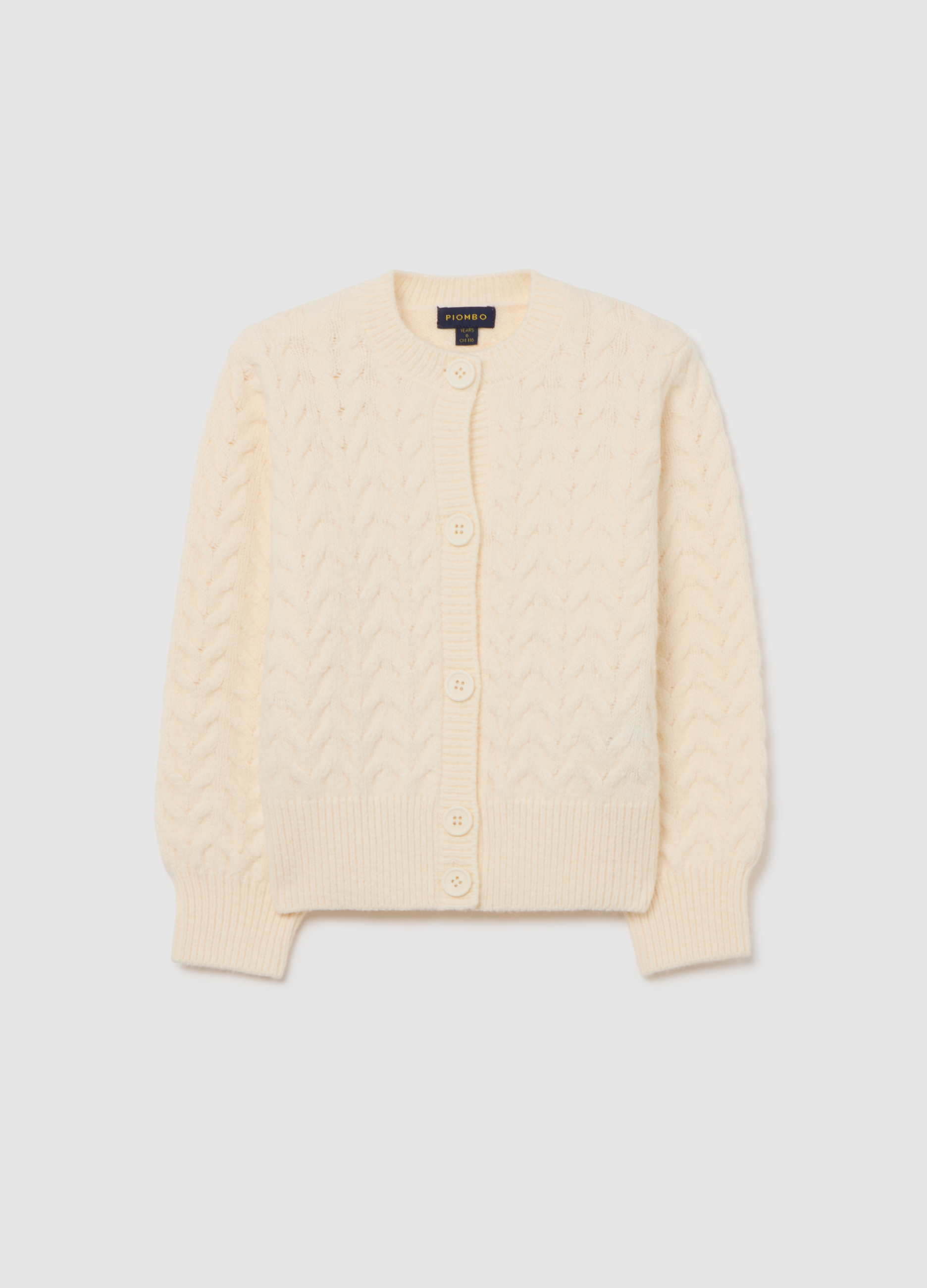 PIOMBO KIDS, Cárdigan Beige De Ajuste Regular Para Niña Con Diseño De Punto, Niña, Beige Jaspeado, Talla: 12