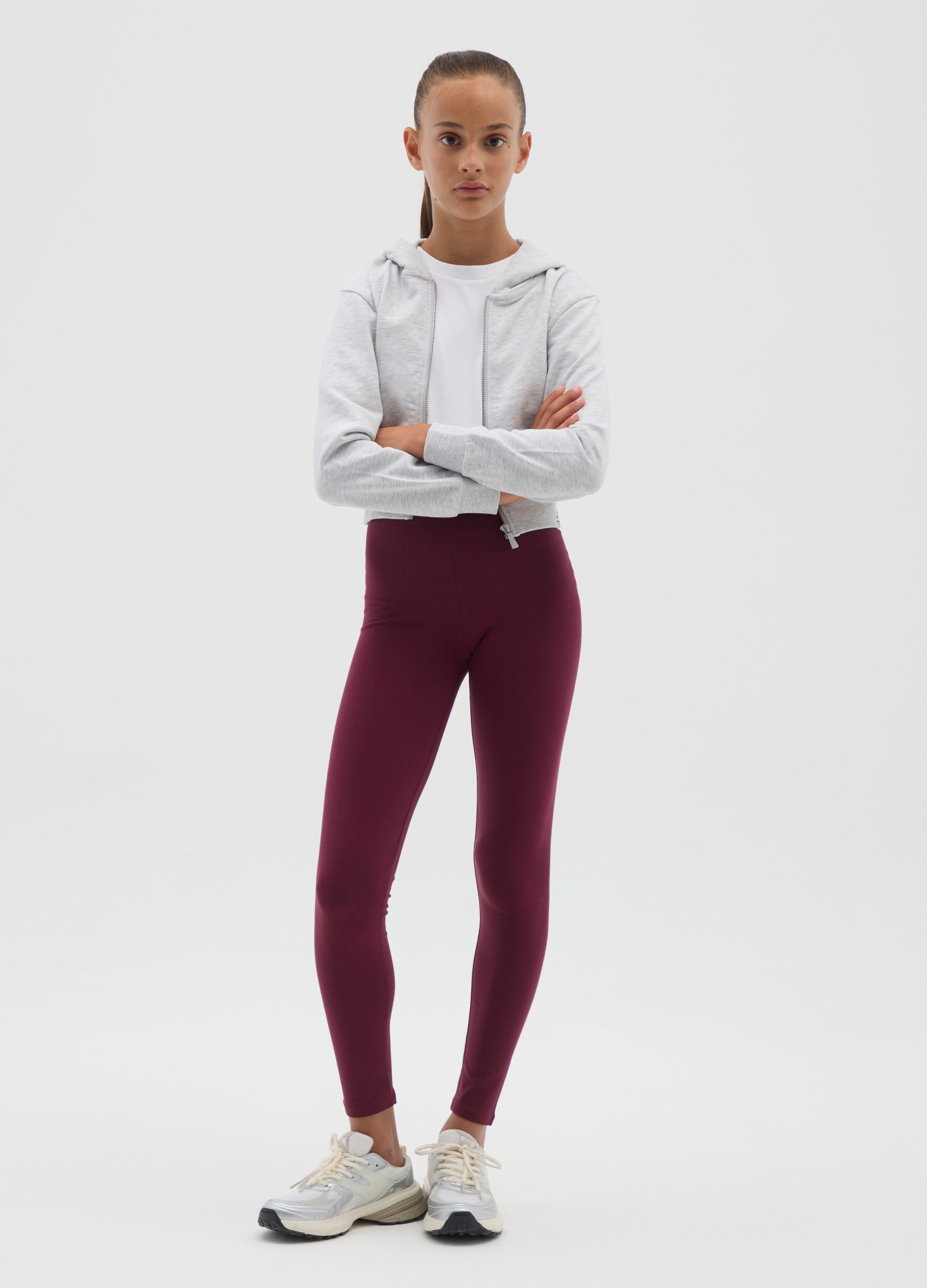 OVS, Rote Elastische Skinny-leggings Aus Baumwolle Für Mädchen, Mädchen, Dunkelrot, Größe: 10-11