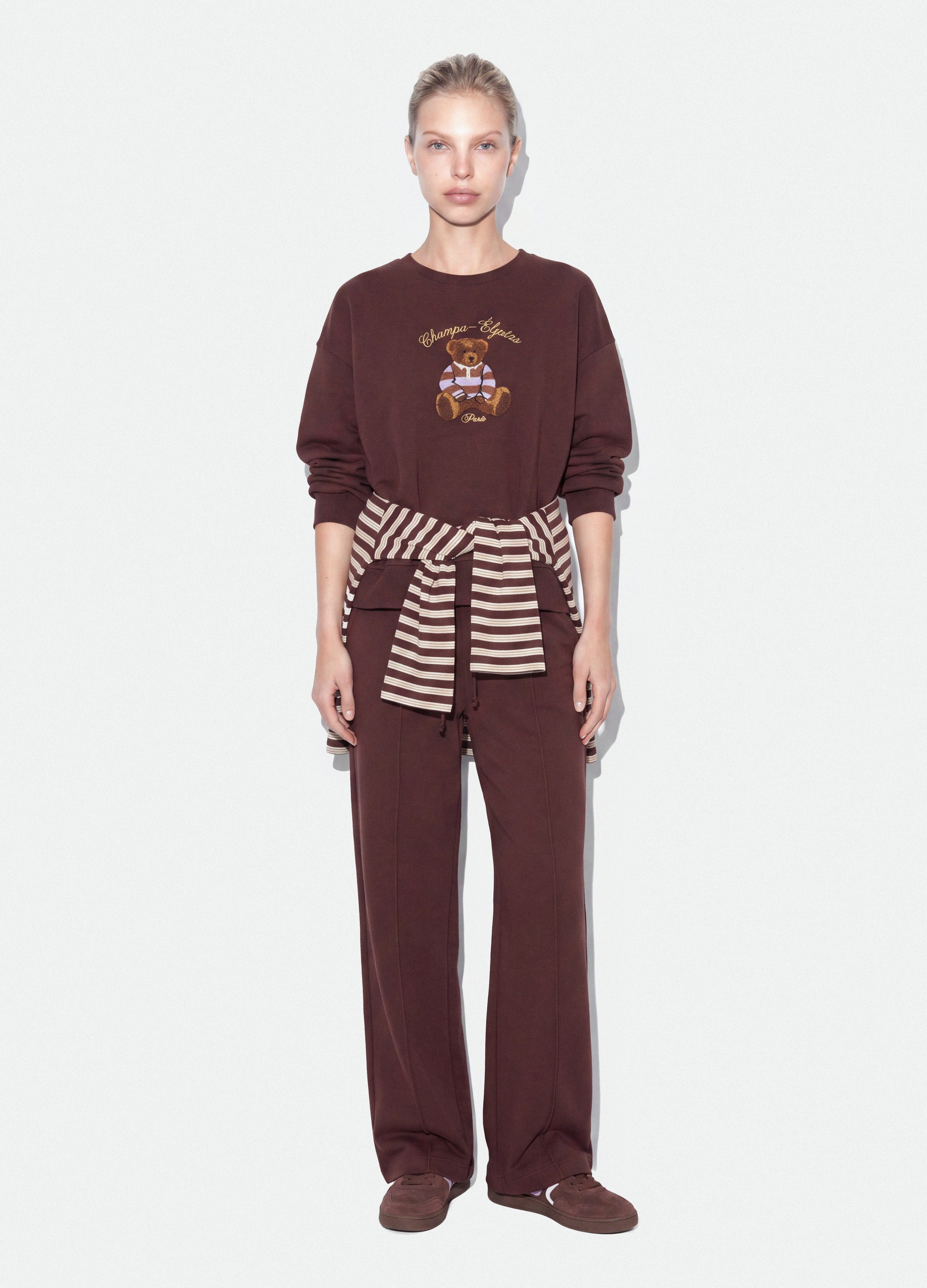 B.ANGEL, Felpa Marrone In Misto Cotone Con Girocollo E Stampa Teddy, Donna, Marrone, Taglia: XL