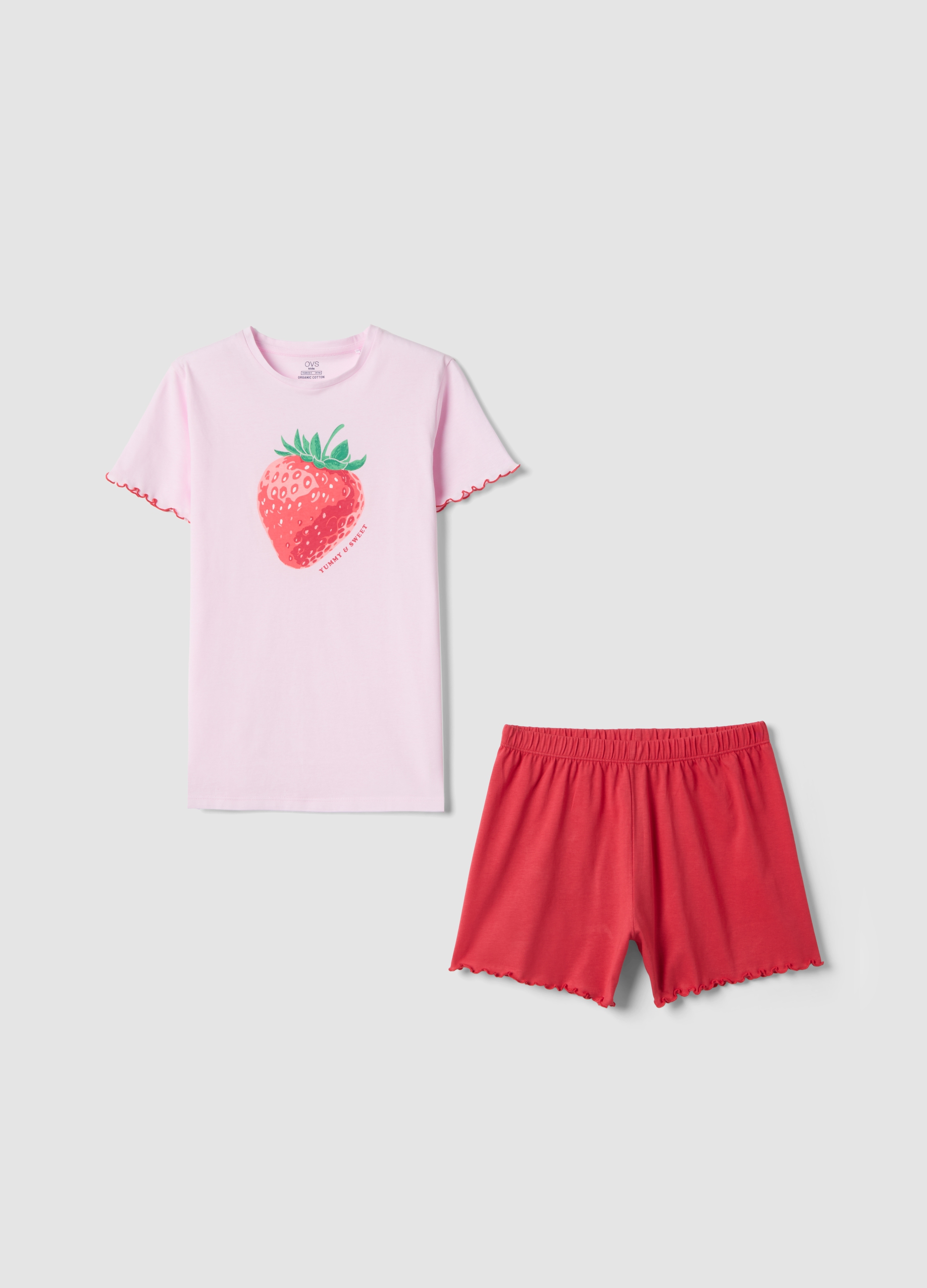 OVS KIDS, Pigiama In Puro Cotone Multicolor Da Ragazza Regular Fit Con Fragola, Bambina, Multicolor, Taglia: 13-14