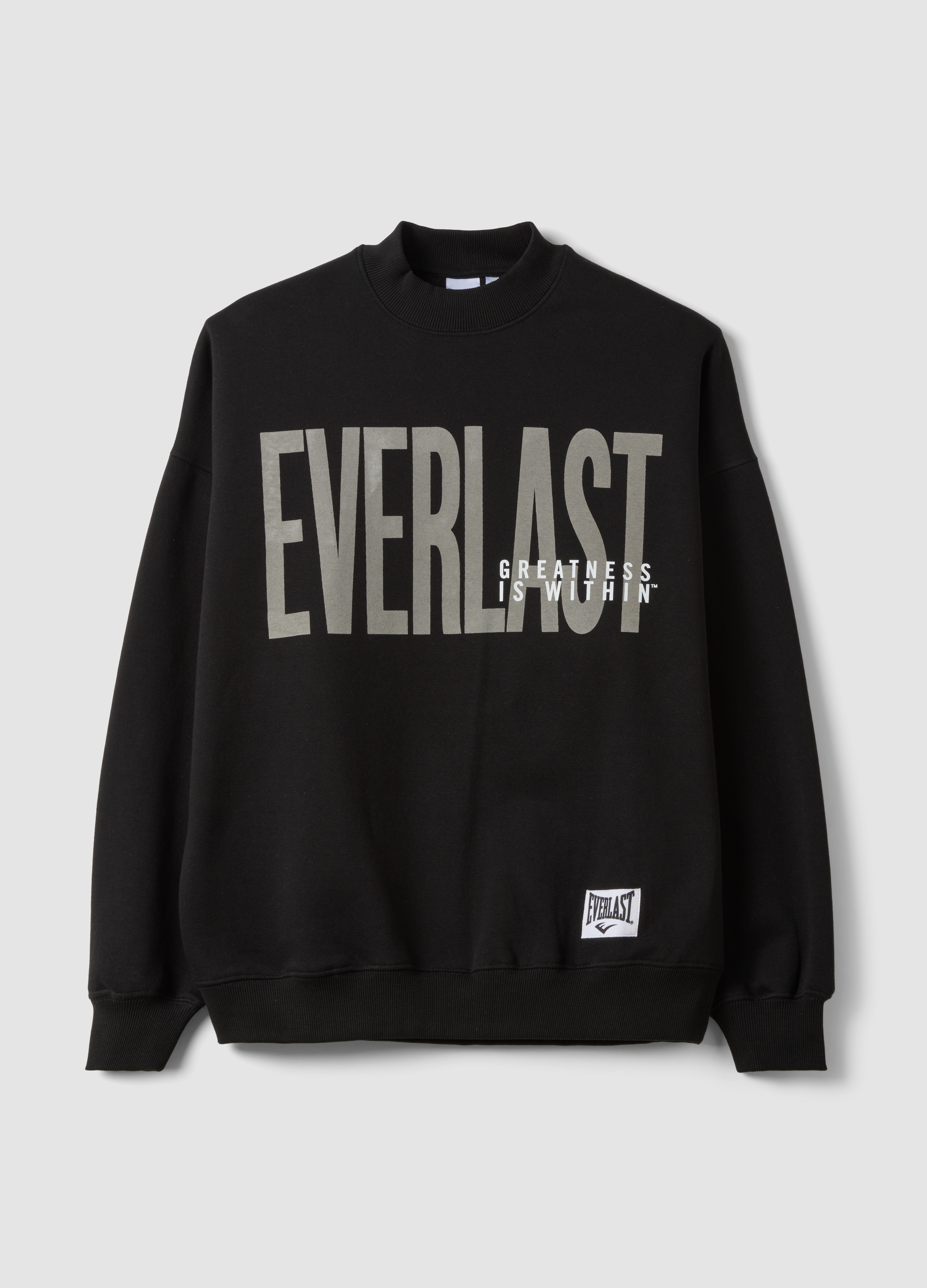 EVERLAST, Felpa Nera In Misto Cotone Con Stampa Frontale Regular Fit, Unisex, Nero, Taglia: XS