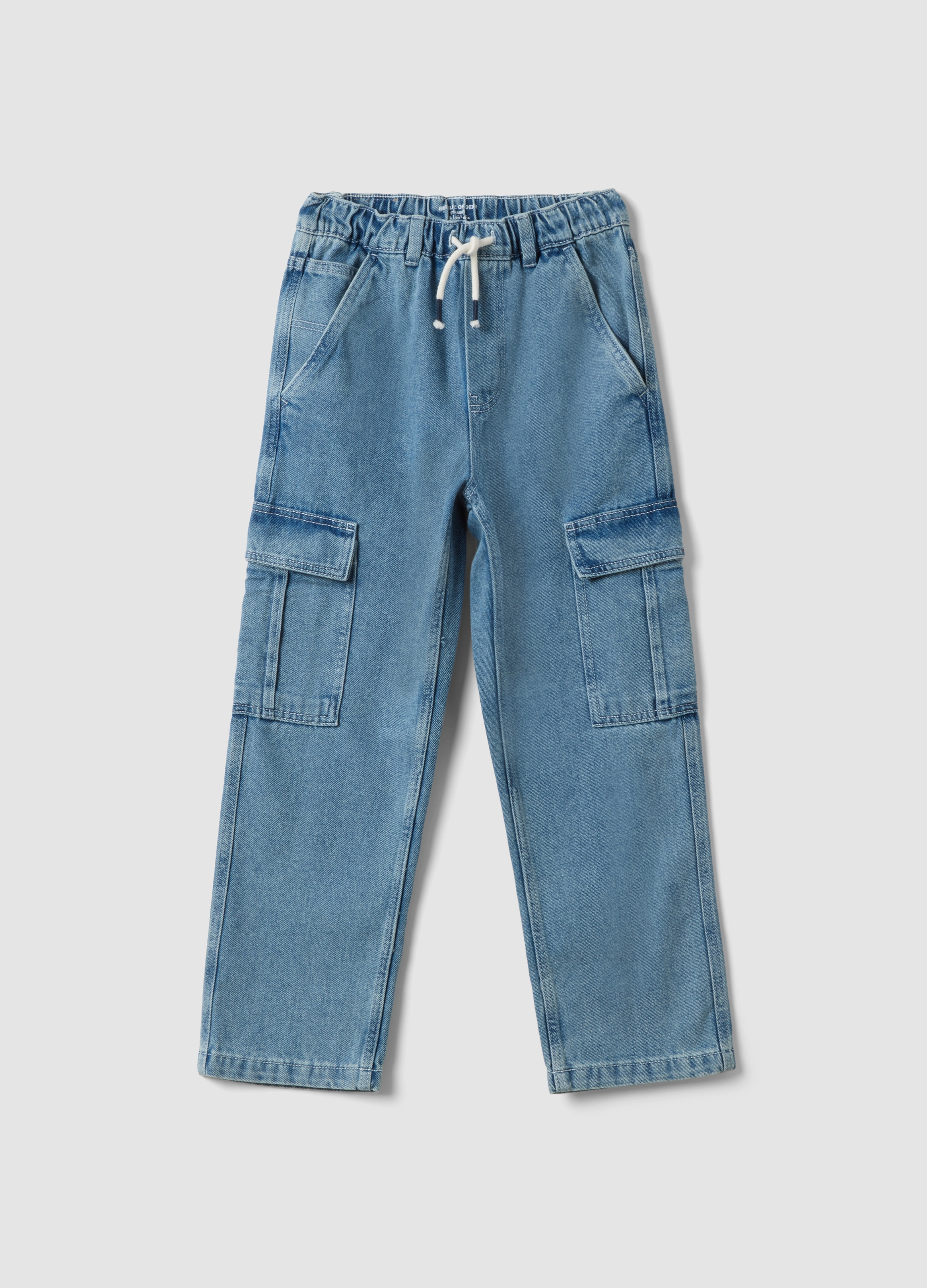 REPUBLIC OF DENIM, Jeans Cargo Denim Azzurro In Misto Cotone E Viscosa Straight Fit, Bambino, Azzurro, Taglia: 10-11