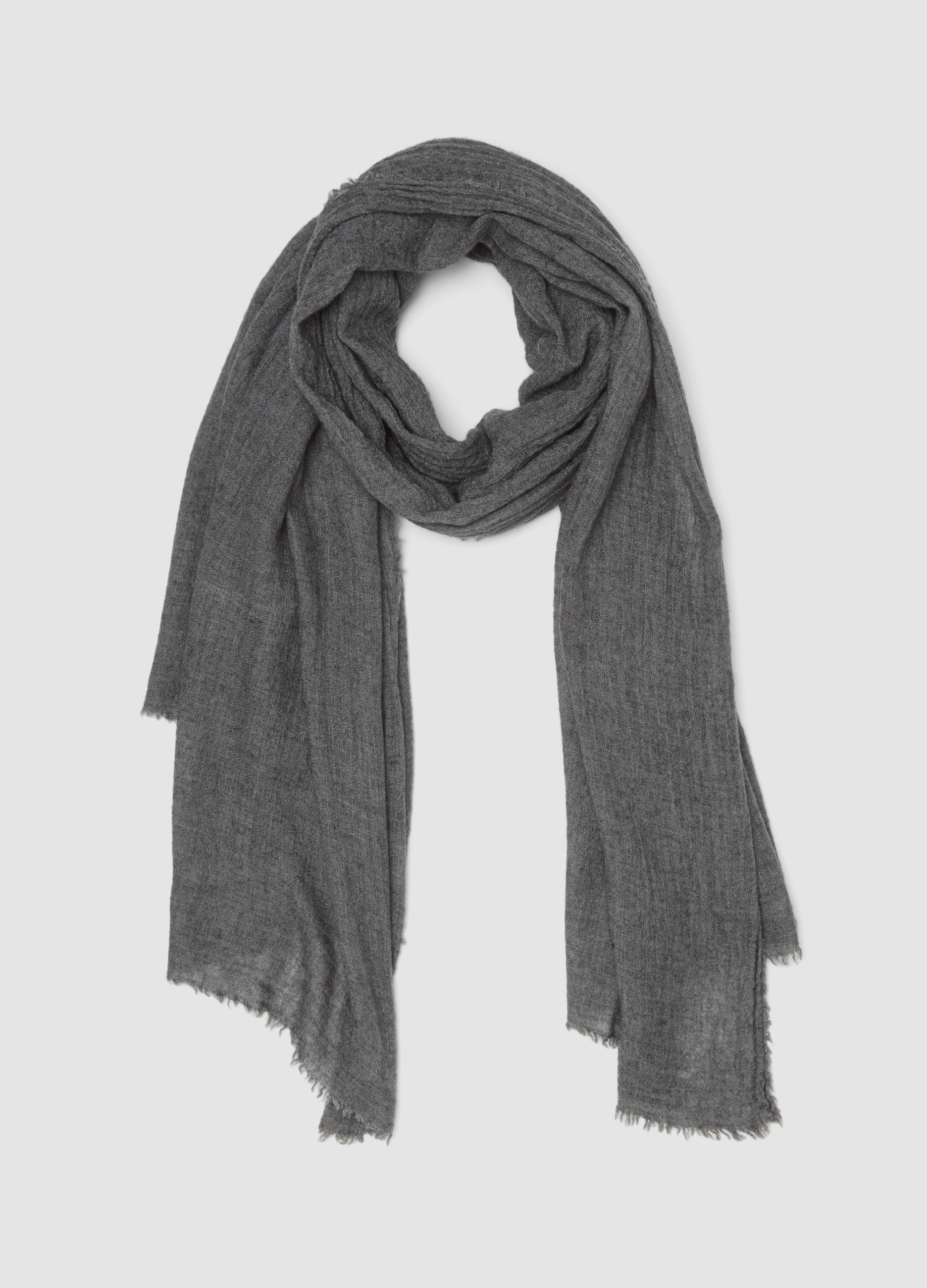 LES COPAINS, Sciarpa Grigia In Misto Lana Con Bordi Sfrangiati, Donna, Grigio, Taglia: ONE SIZE