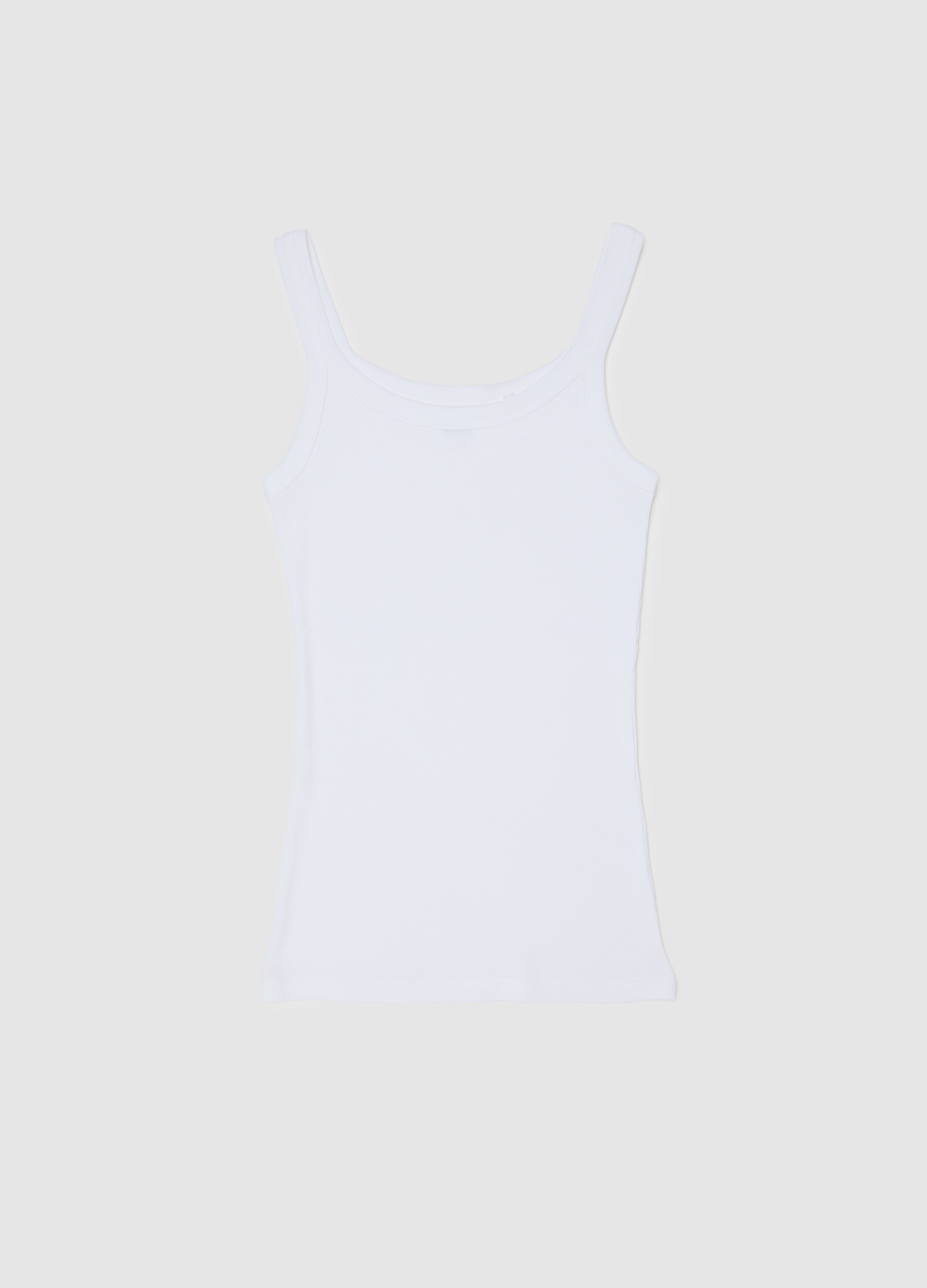 Camiseta Sin Mangas Blanca De Algodón Puro Ajuste Regular, Mujer, Blanco óptico, Talla: L