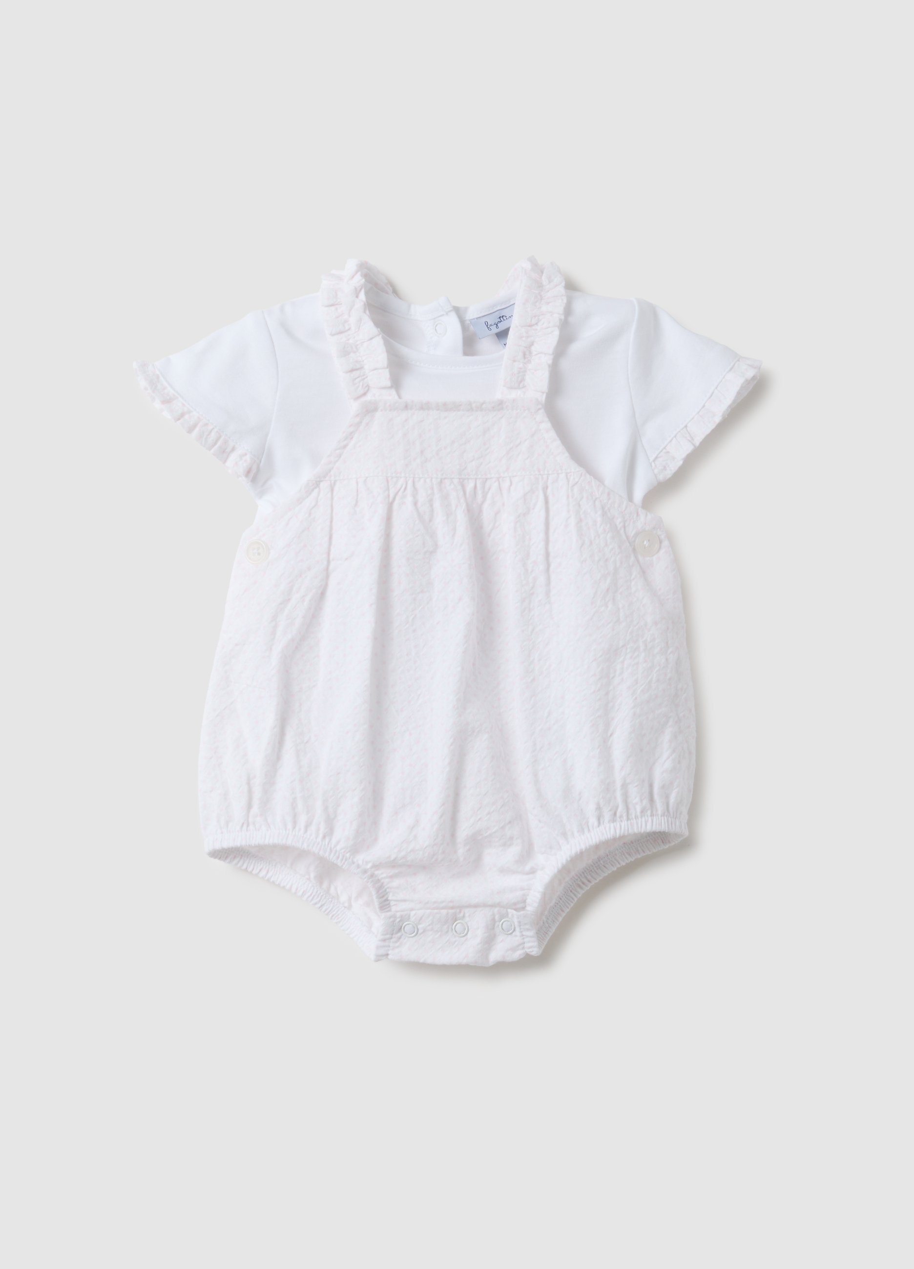 FAGOTTINO, Conjunto Blanco De Bebé Niña De Algodón Puro Con Volantes, Bebé Niña, Blanco óptico, Talla: 3-6