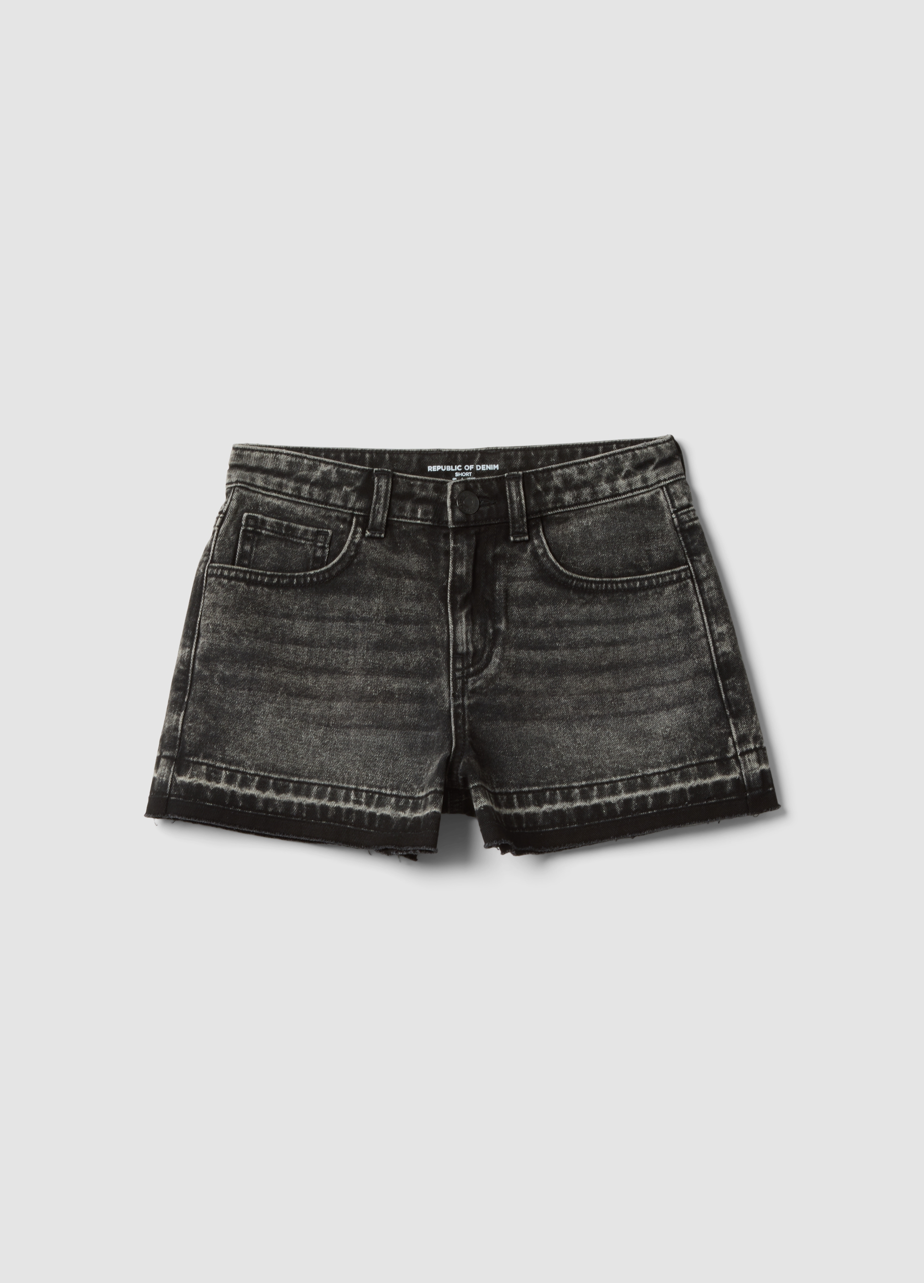 REPUBLIC OF DENIM, Shorts Denim Grigio In Puro Cotone Da Ragazza Straight Fit, Bambina, Grigio, Taglia: 10-11