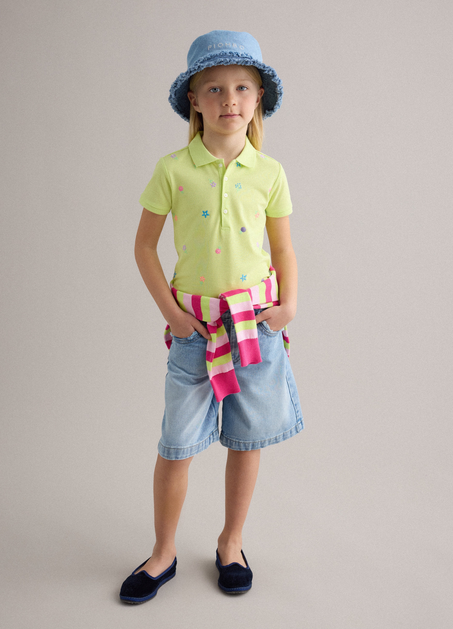 PIOMBO KIDS, Shorts De Niña En Puro Algodón Denim Azul, Ajuste Regular, Niña, Azul claro, Talla: 6