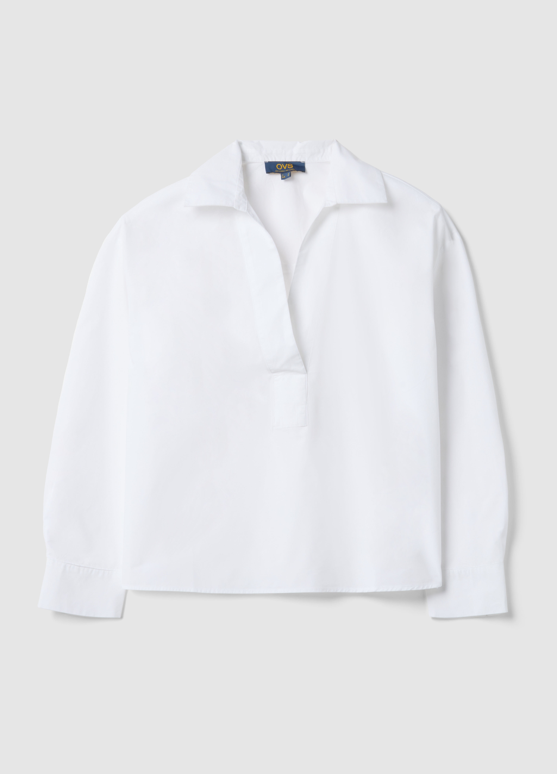 Camisa Blanca De Fit Regular De Puro Algodón Sin Botones, Mujer, Blanco óptico, Talla: 40