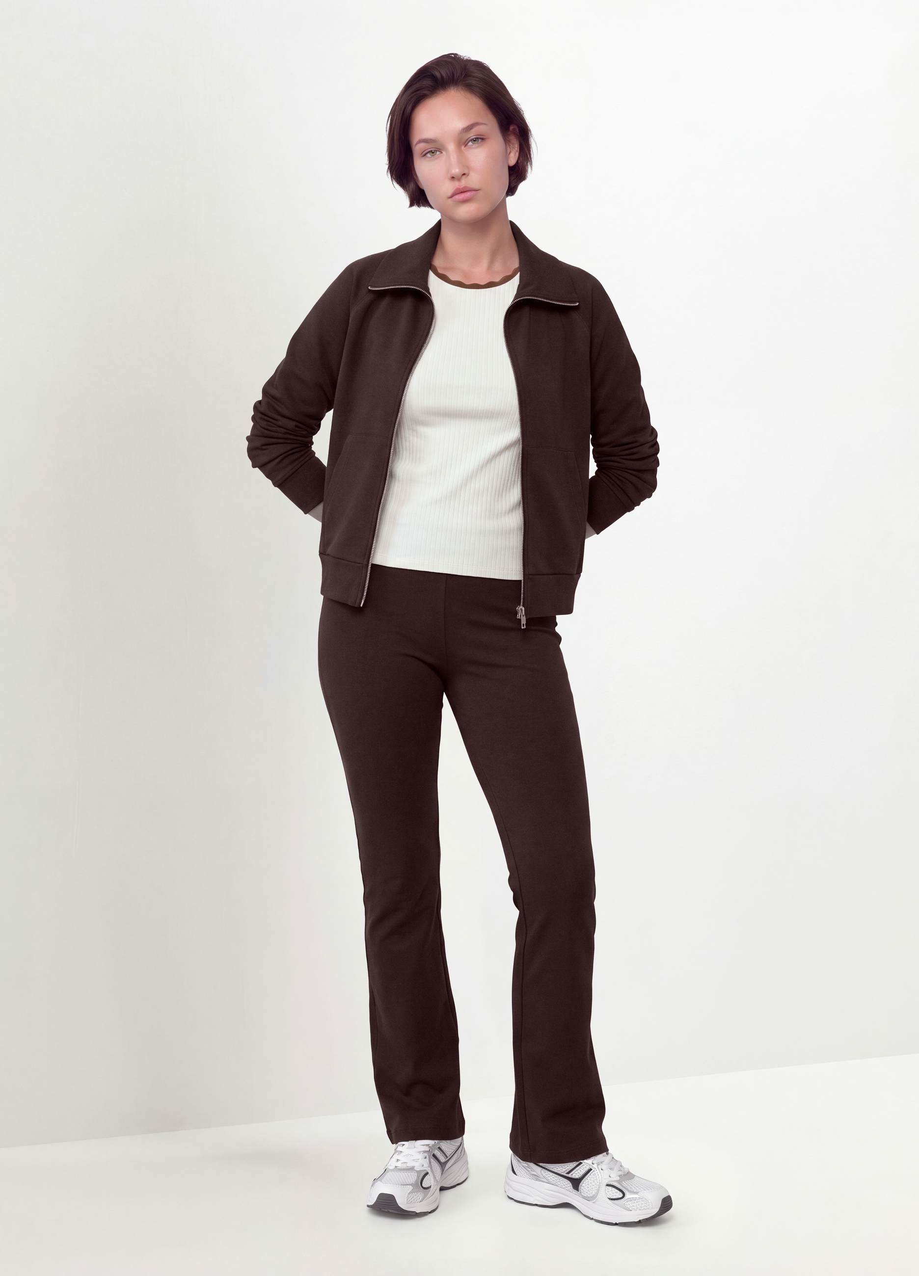 MYA, Leggings Marroni Flare In Cotone Elasticizzato, Donna, Marrone, Taglia: L