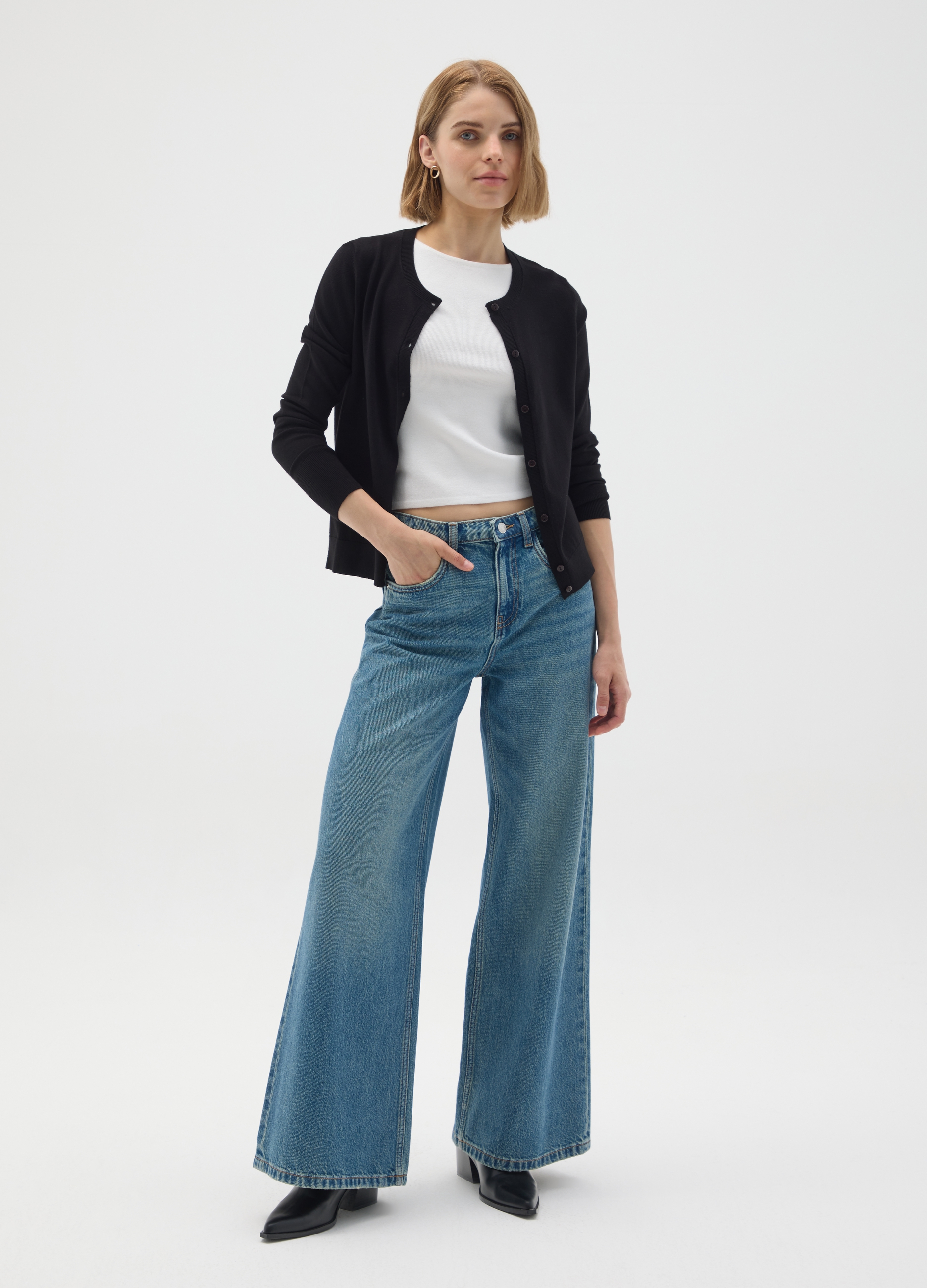 OVS, Vaqueros De Pierna Ancha En Denim, Mujer, Azul oscuro, Talla: 36