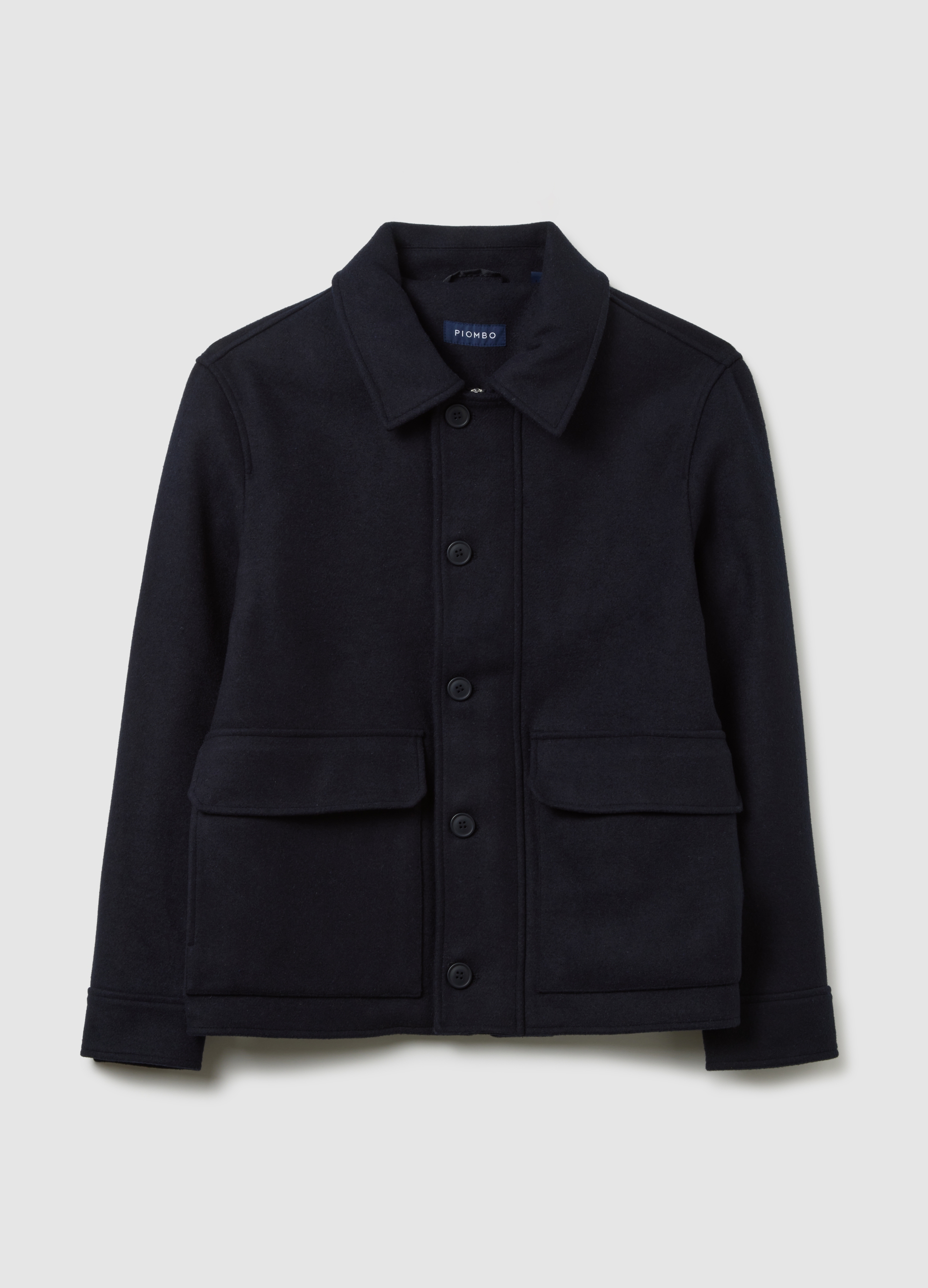 Giacca In Misto Lana Blu Con Bottoni Regular Fit, Hombre, Azul oscuro, Talla: 40