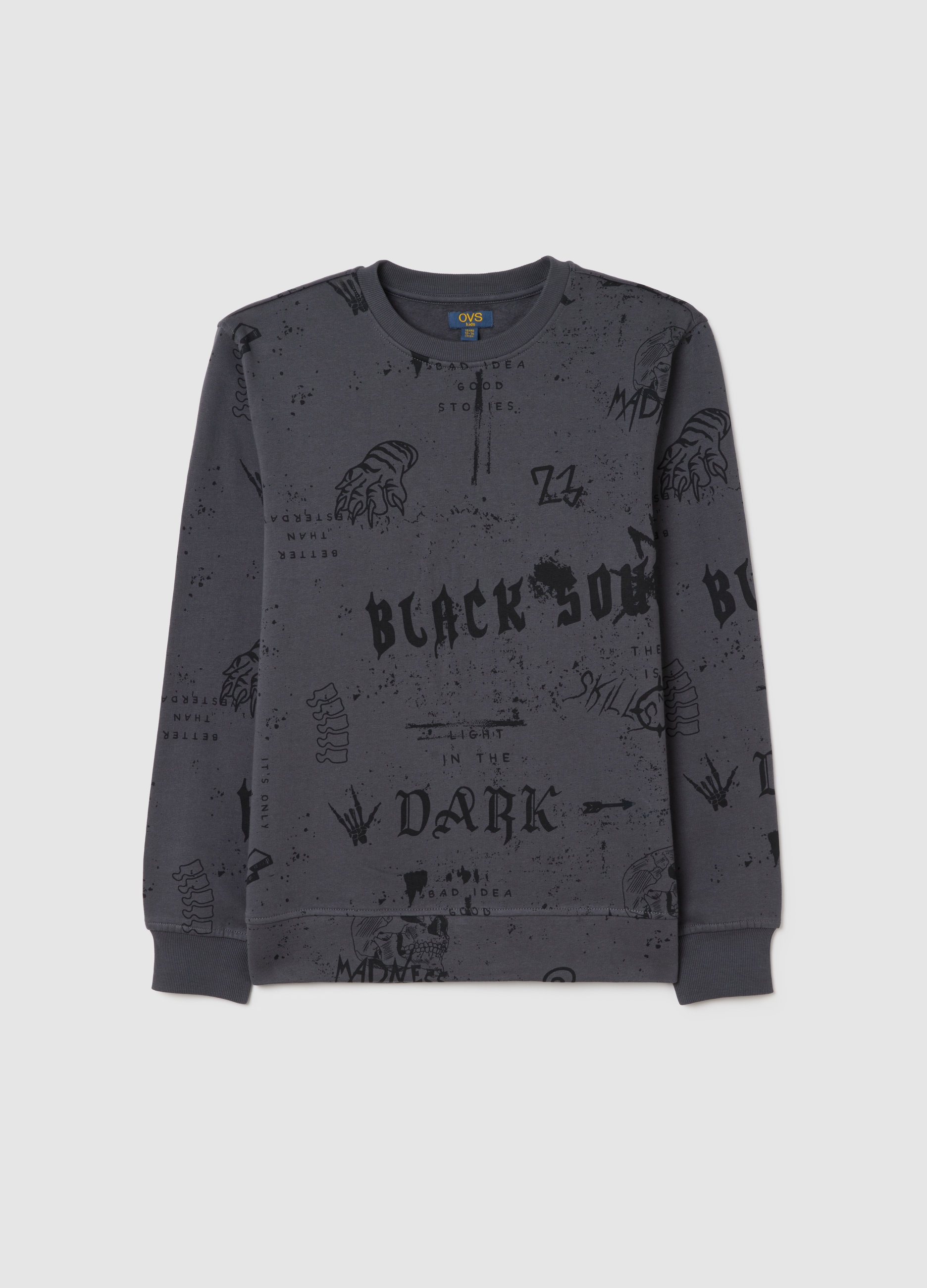 OVS KIDS, Sudadera Gris Regular Fit Para Niño En Puro Algodón Con Estampado, Niño, Gris claro, Talla: 12-13