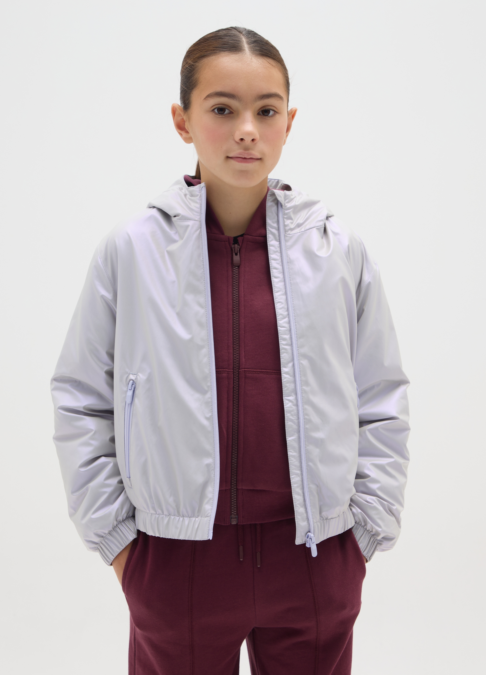 OVS KIDS, Giacca Impermeabile Effetto Metallizzato Grigia Da Ragazza, Bambina, Grigio, Taglia: 11-12