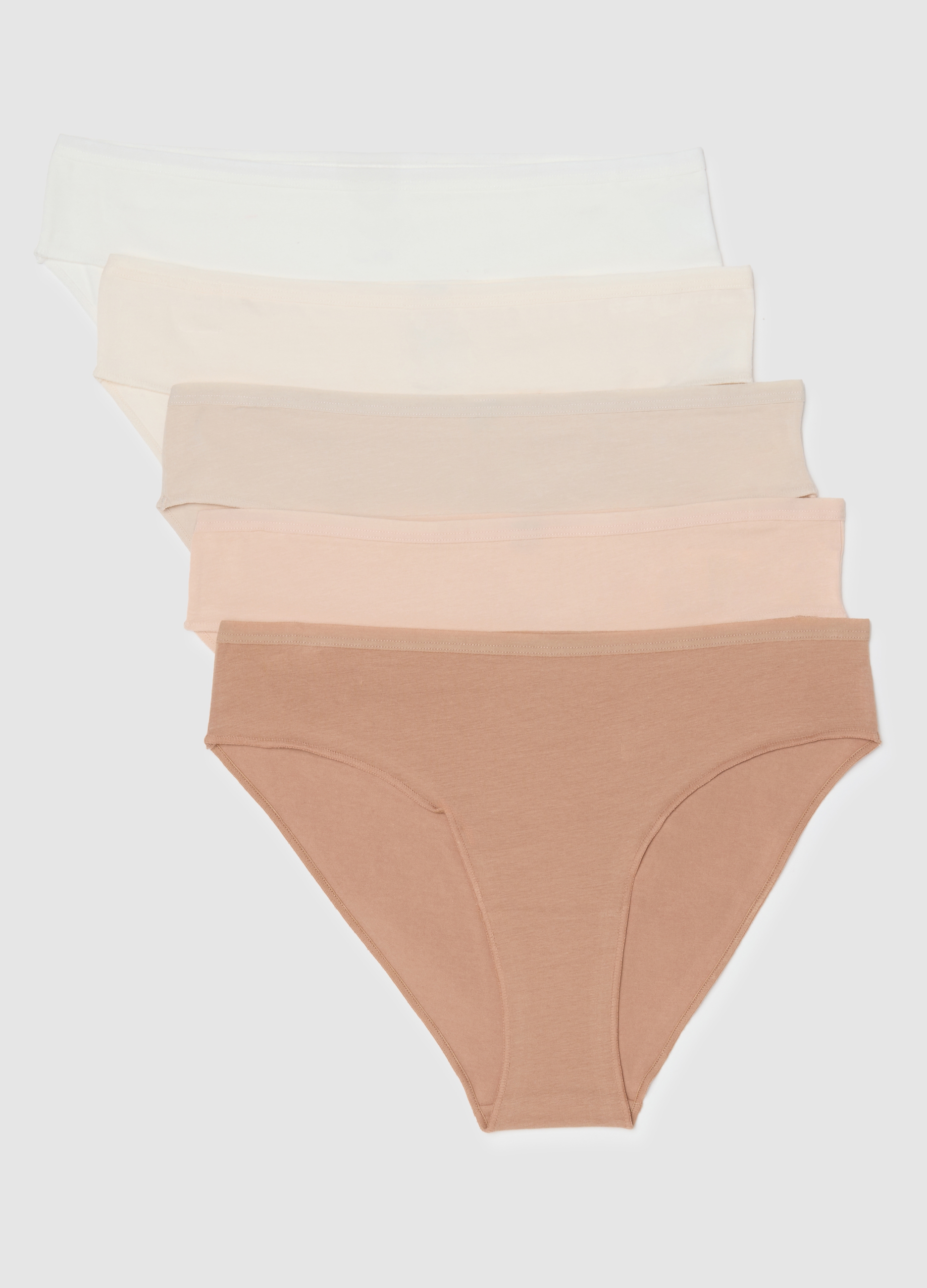 Pack Múltiple De Braguitas Multicolor En Algodón Elástico De Ajuste Regular, Mujer, Blanco/beige, Talla: 4