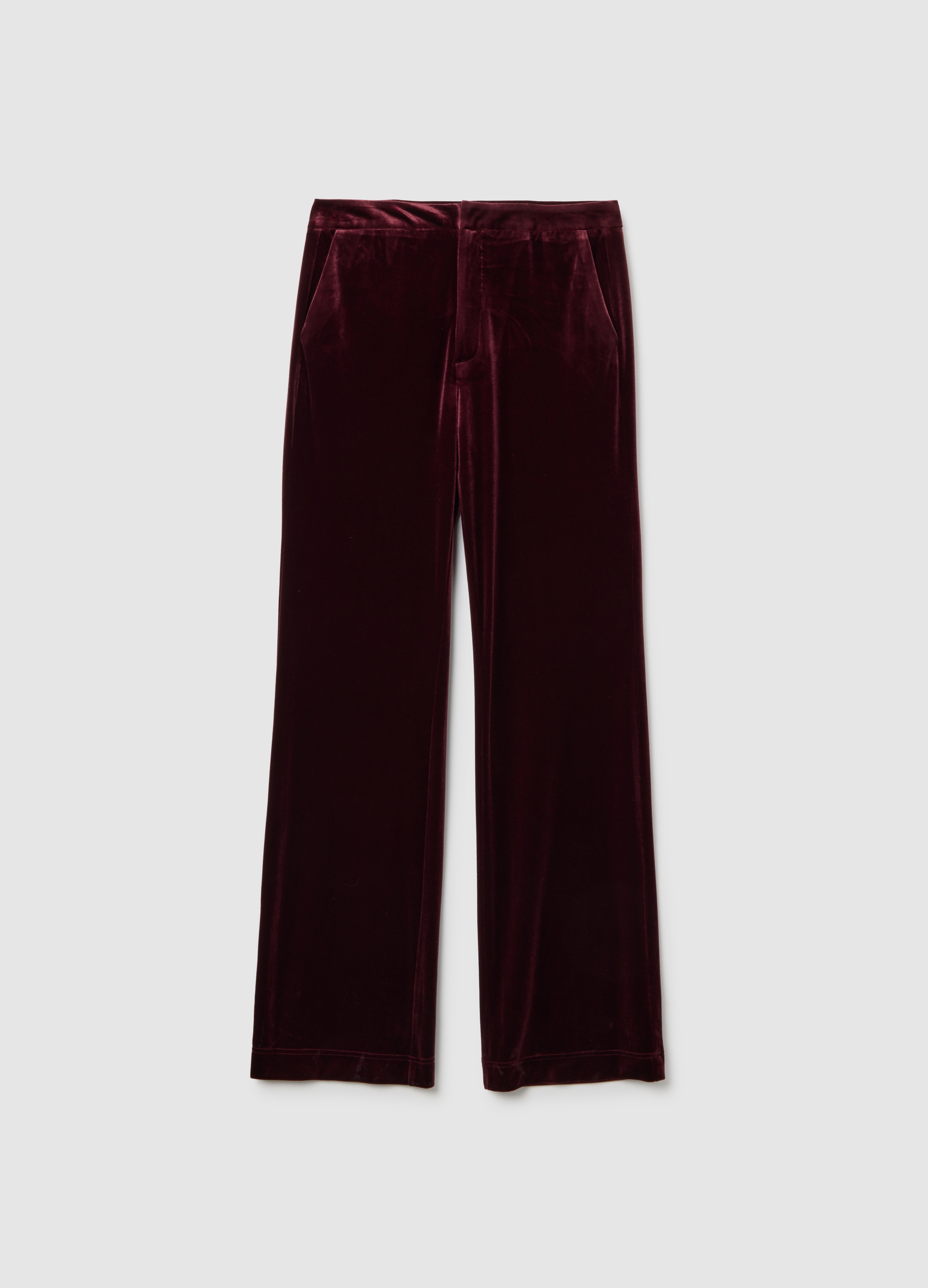LES COPAINS, Pantaloni In Velluto Rosso Flare Fit, Mujer, Rojo Oscuro, Talla: 38