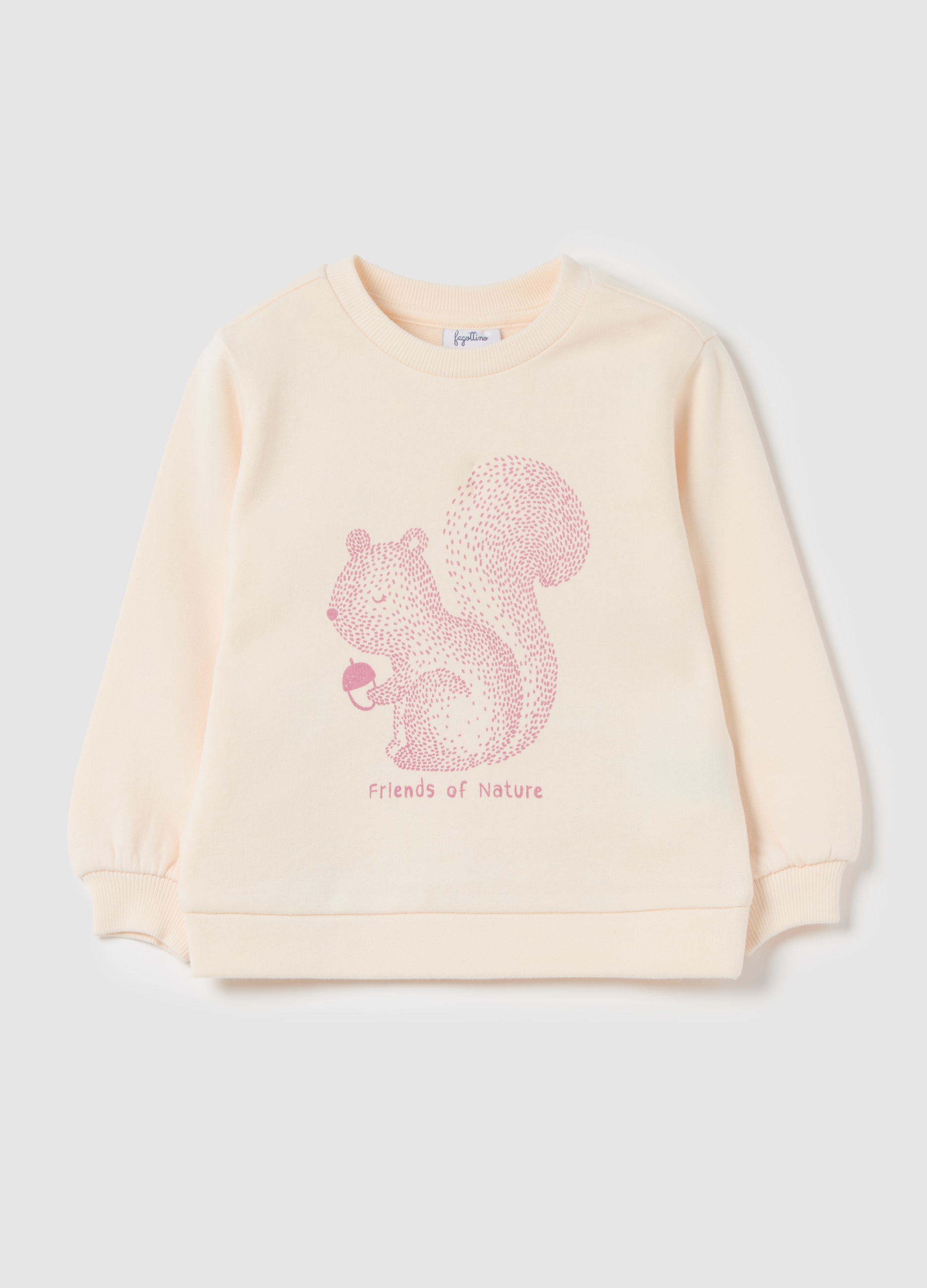 FAGOTTINO, Felpa In French Terry Con Stampa, Bambina, Beige, Taglia: 30-36