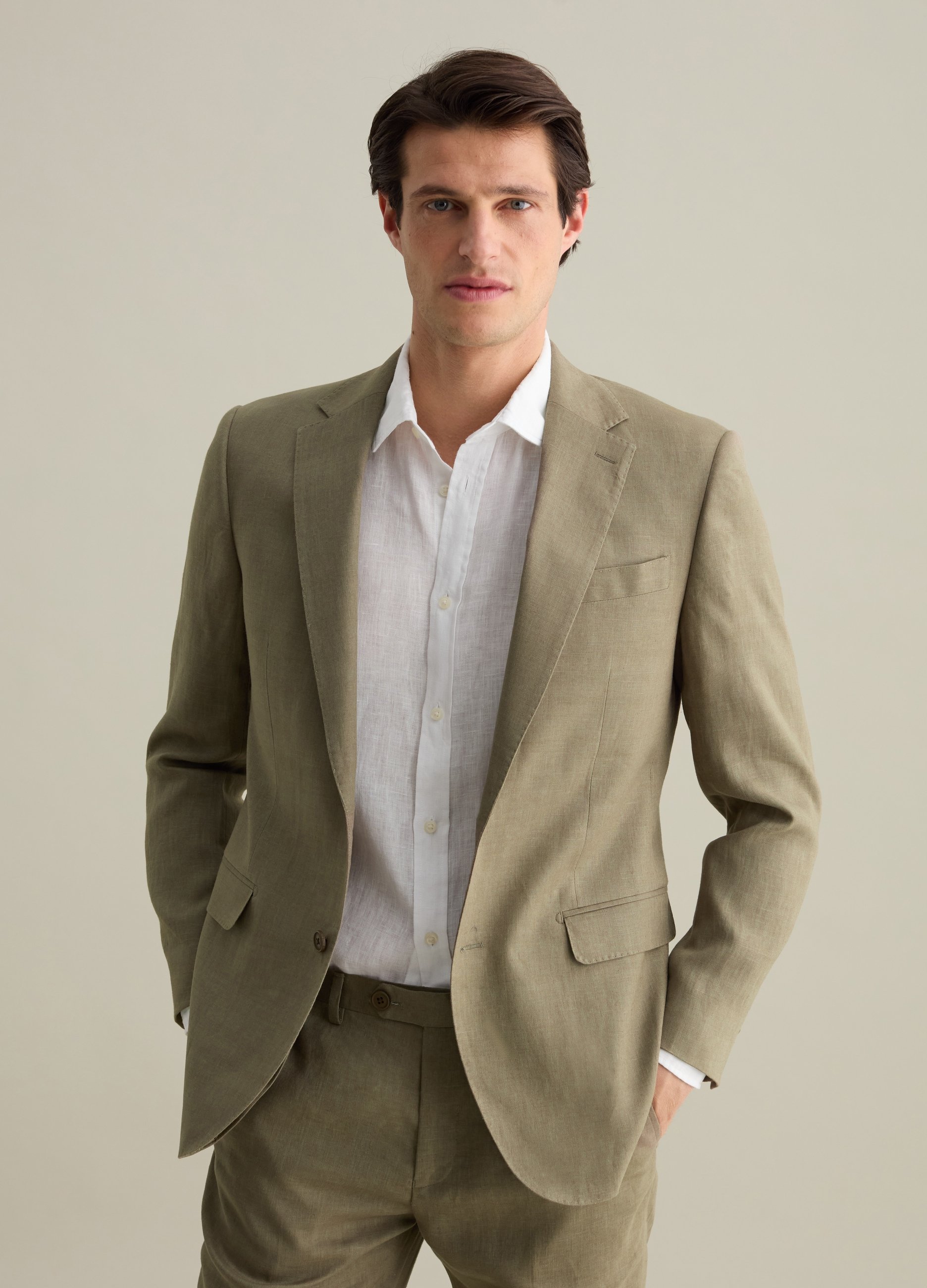 OVS, Blazer Botonadura Sencilla Regular Fit De Lino Contemporary, Hombre, Verde Pistacho, Talla: 54