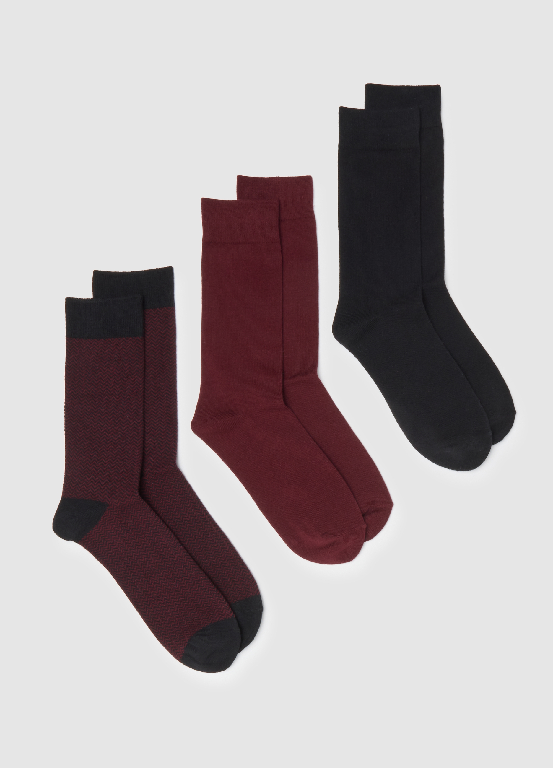 Tripack Calcetines Cortos Multicolor De Algodón Elástico, Hombre, Negro/Rojo, Talla: 38/42