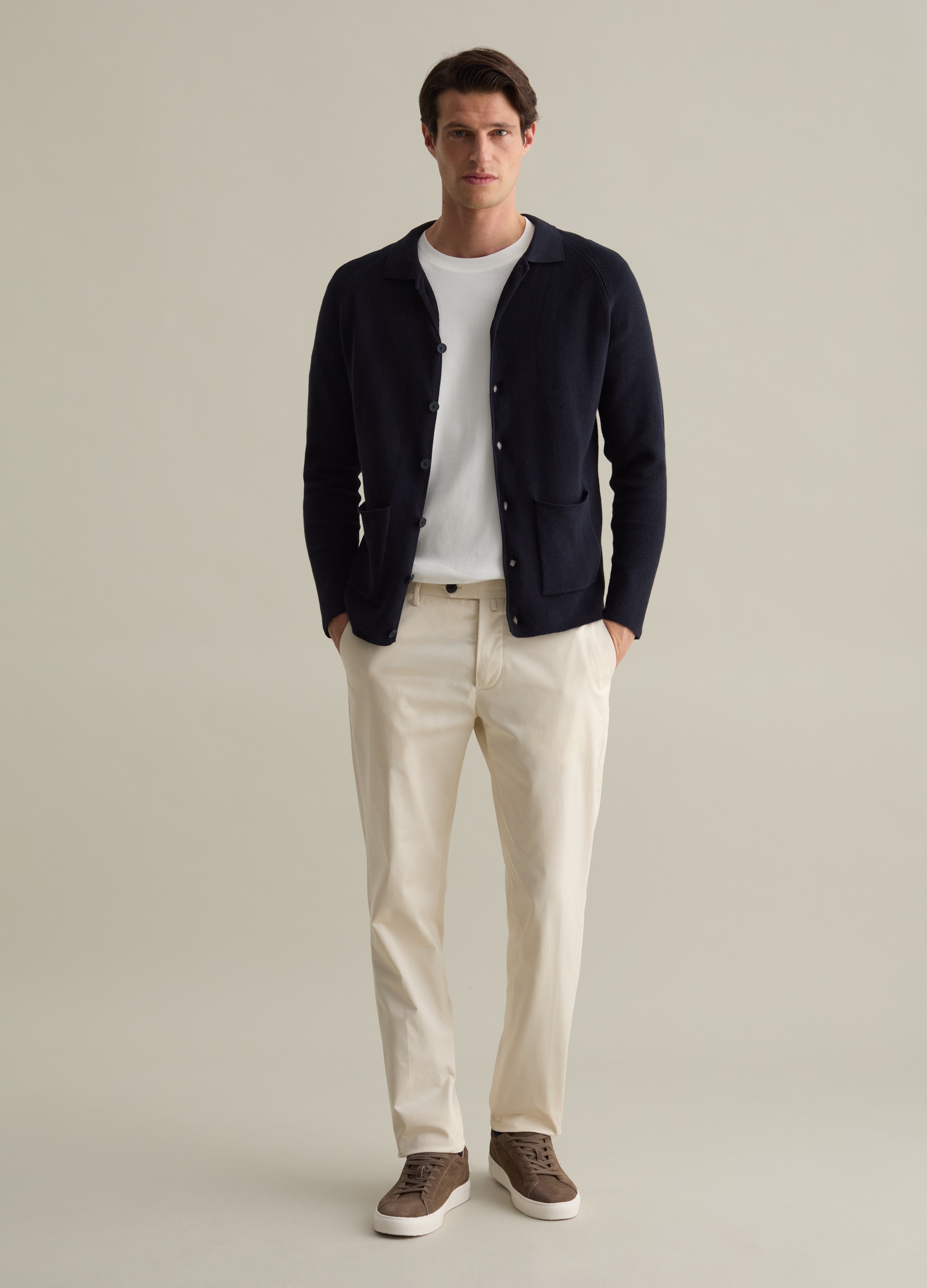 PIOMBO, Cardigan In Cotone Con Colletto, Uomo, Blu, Taglia: S