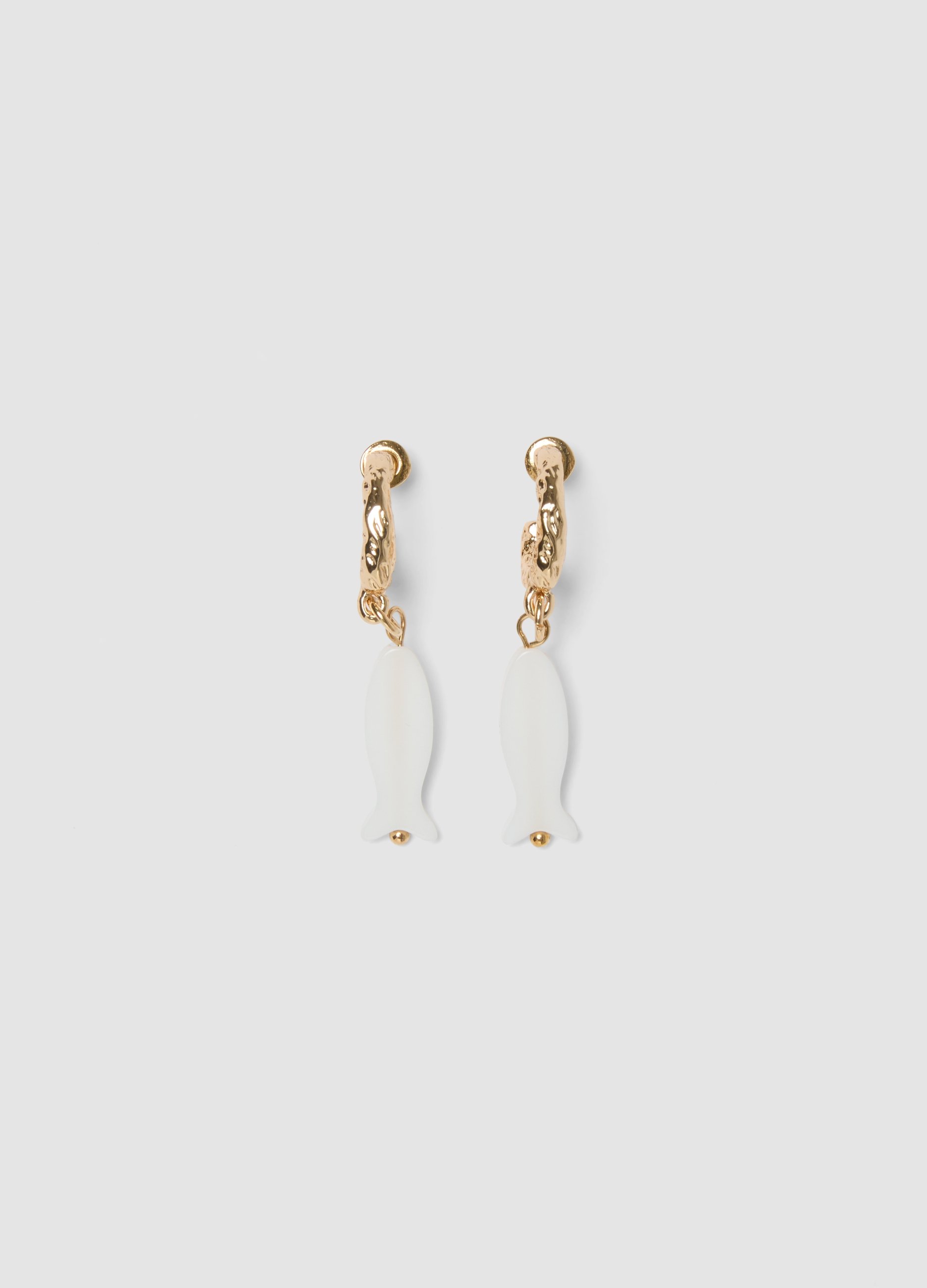 Pendientes Con Colgantes Blancos En Forma De Pez, Mujer, Blanco, Talla: FASUL