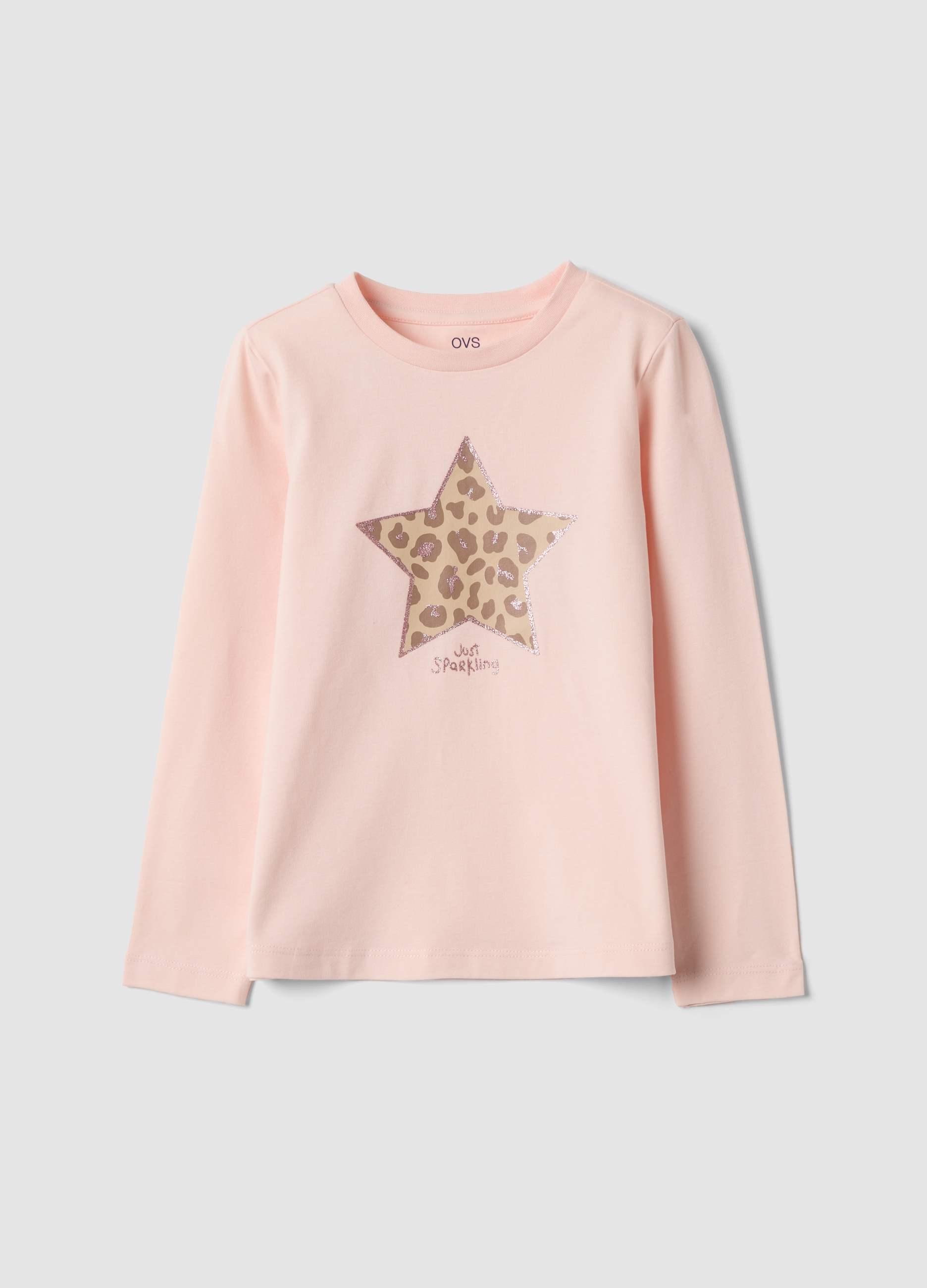 OVS KIDS, T-shirt Rosa In Cotone Organico Elasticizzato Con Girocollo, Bambina, Beige, Taglia: 9-10