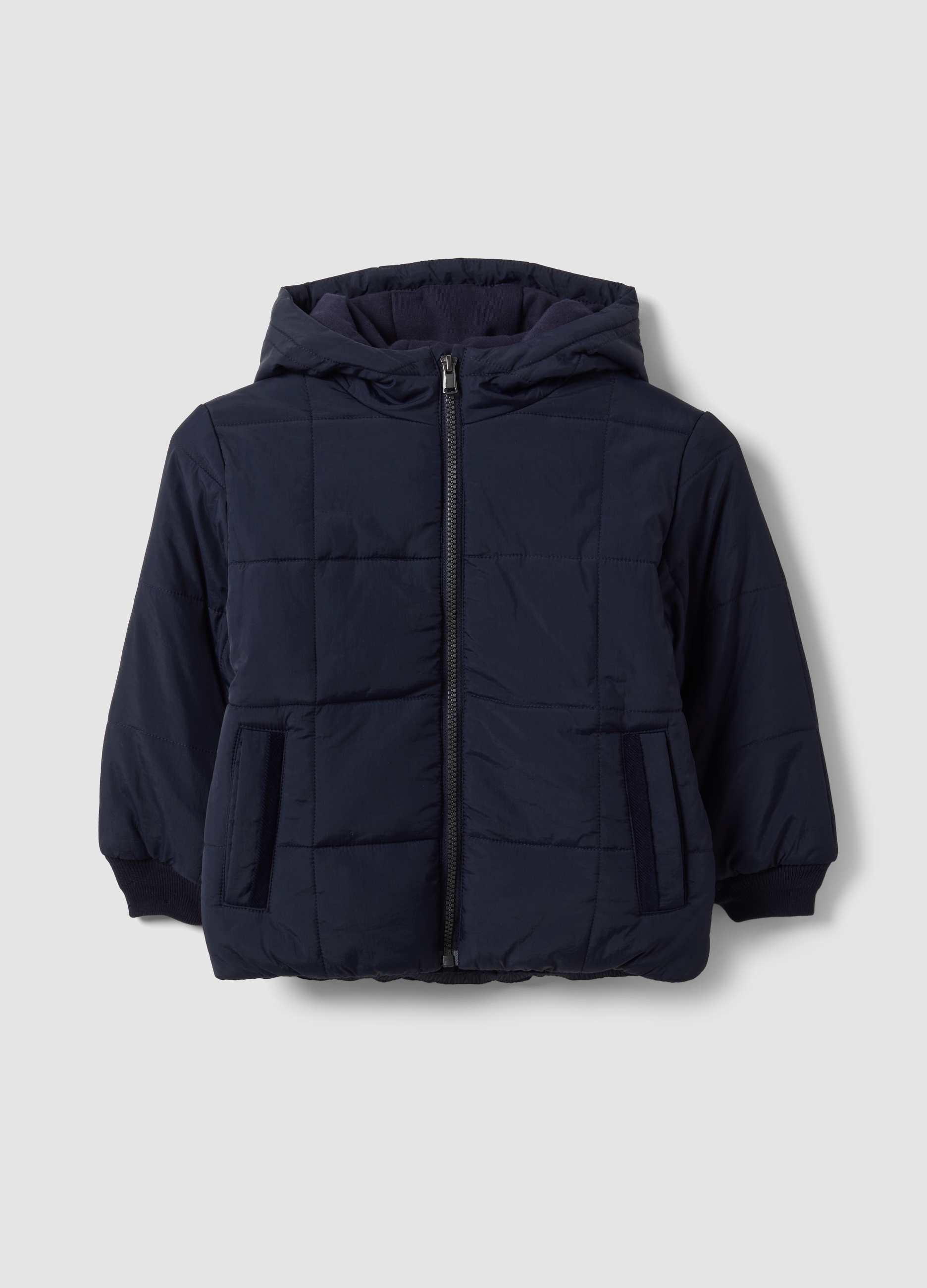OVS KIDS, Giubbotto Blu Navy Imbottito Con Cappuccio E Zip Per Bambino, Blu, Taglia: 3-4