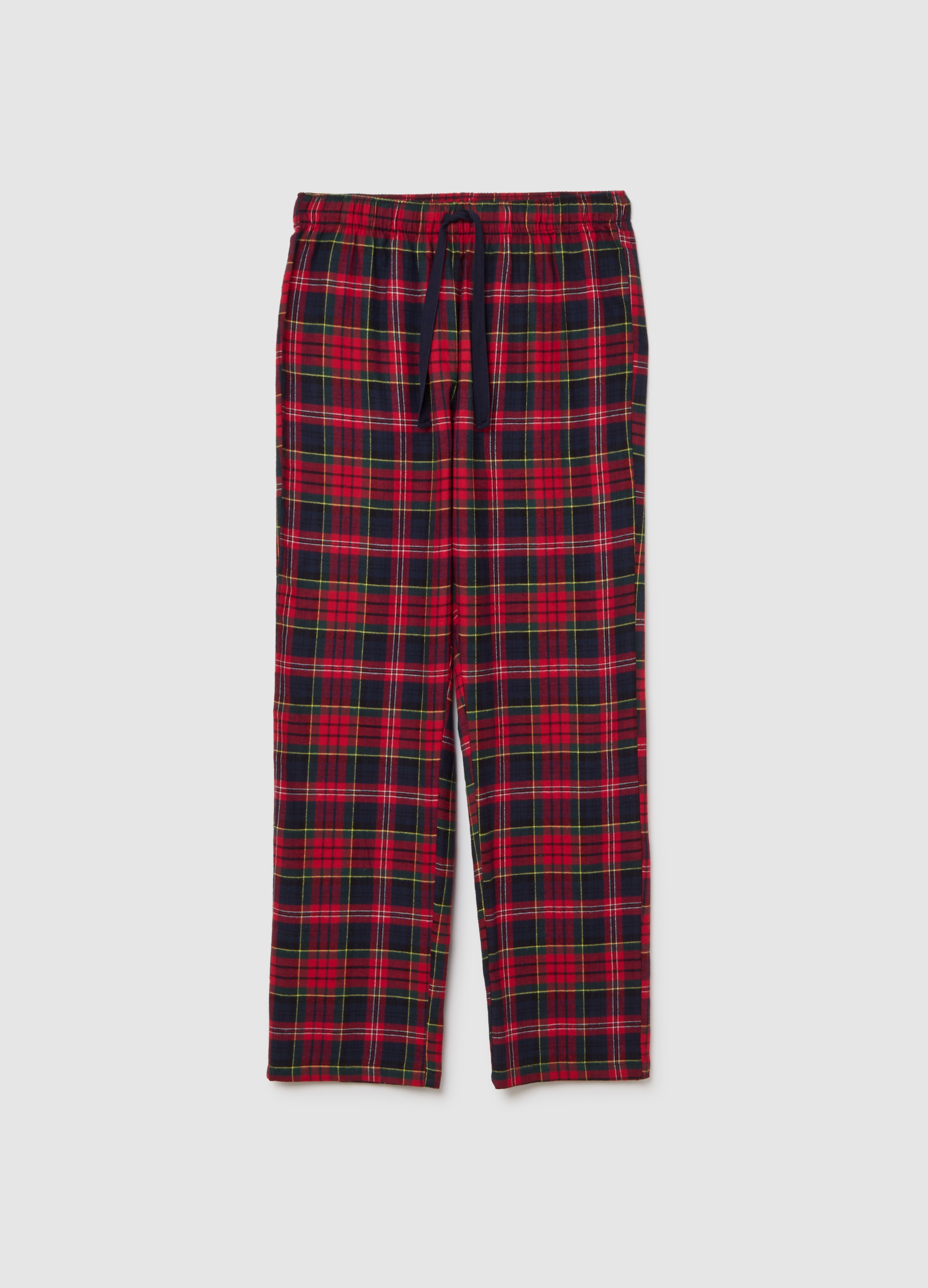 Pantalones De Pijama De Algodón Puro Multicolor A Cuadros, Hombre, Azul/rojo, Talla: 40