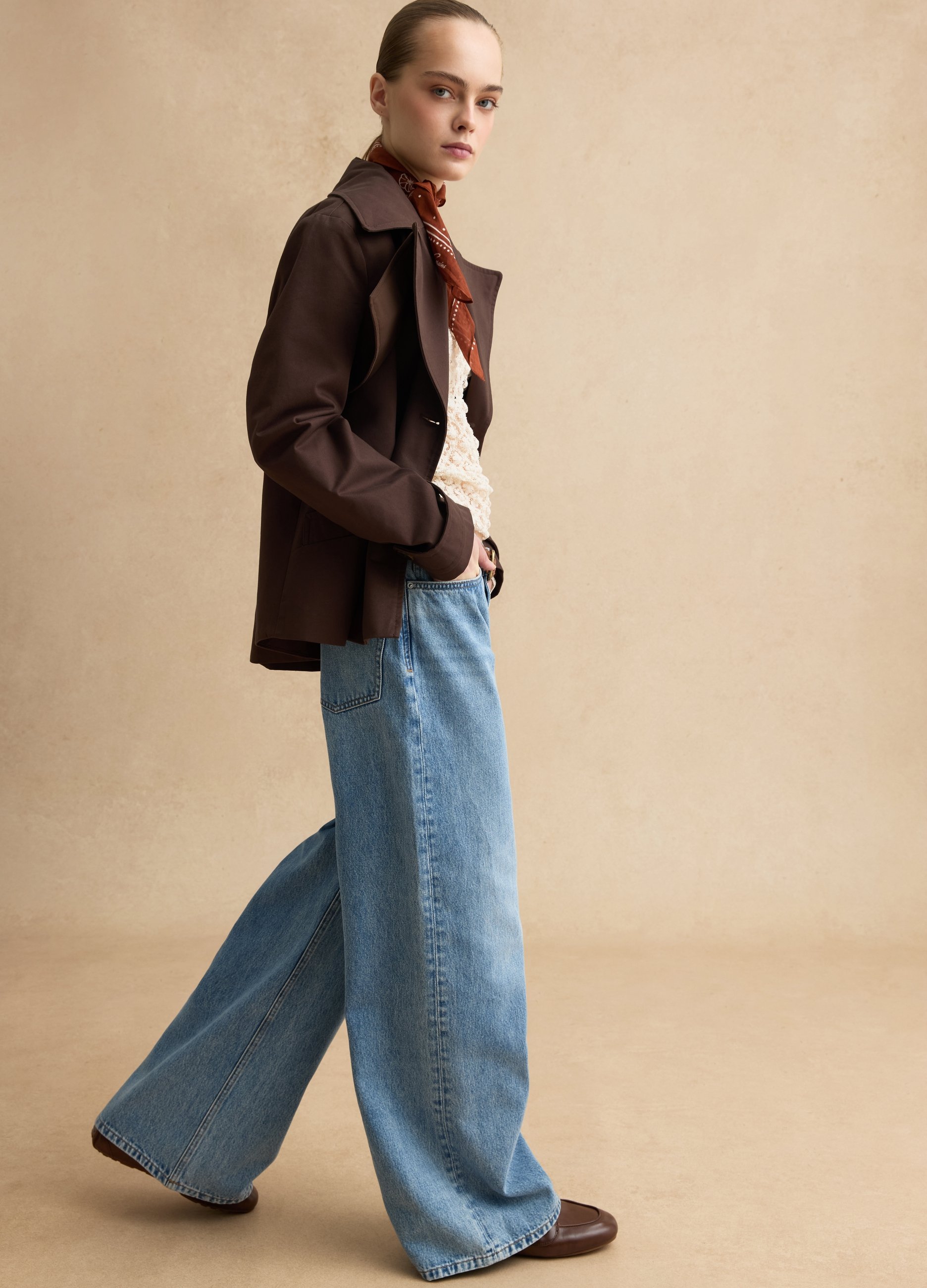 LES COPAINS, Chaqueta Marrón De Algodón Puro De Ajuste Regular Con Botones, Mujer, Marrón oscuro, Talla: XL