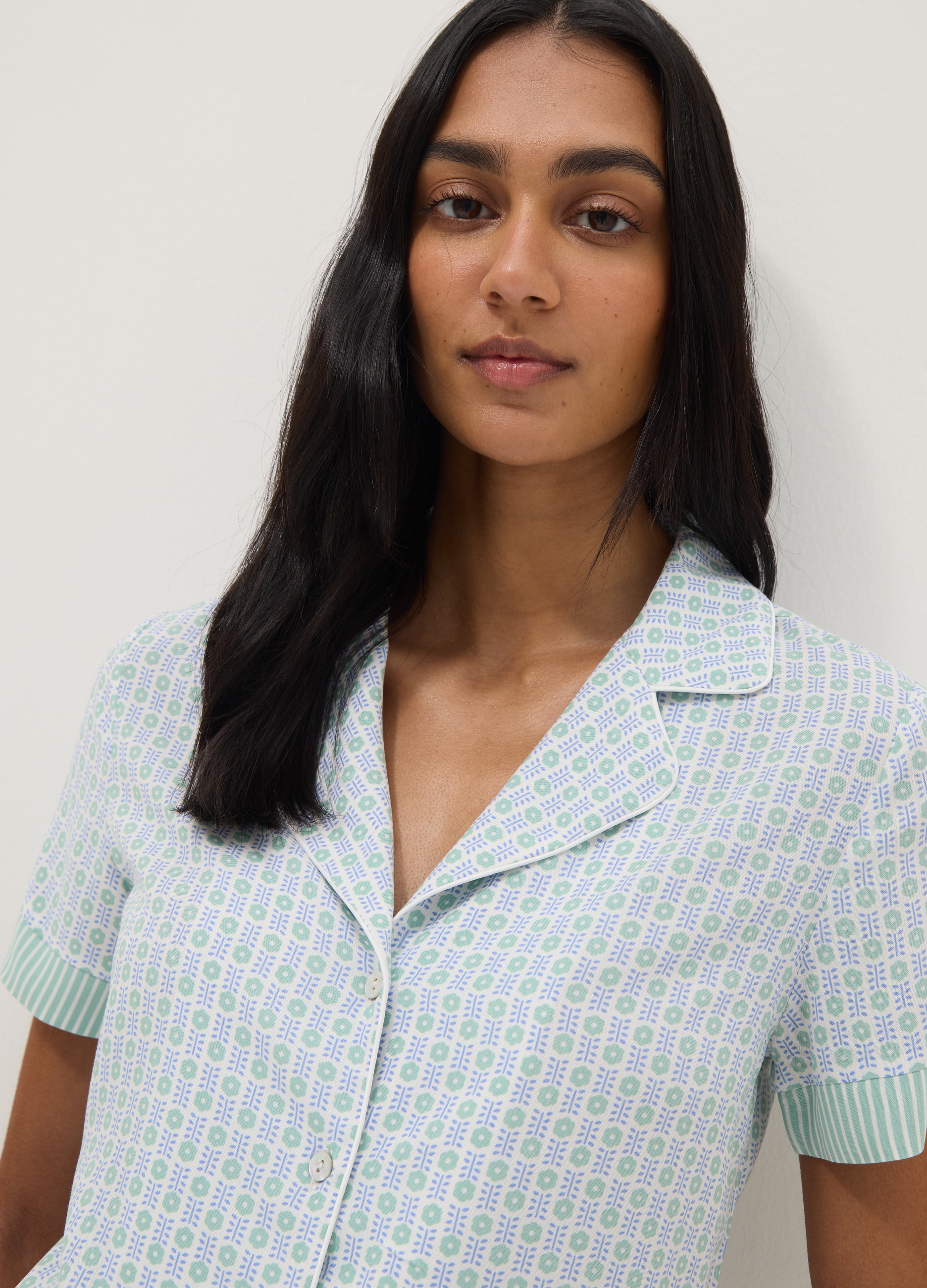 Ovs Donna Multicolor Camicia Da Pigiama In Pura Viscosa Regular Fit Con Fantasia, Taglia: S