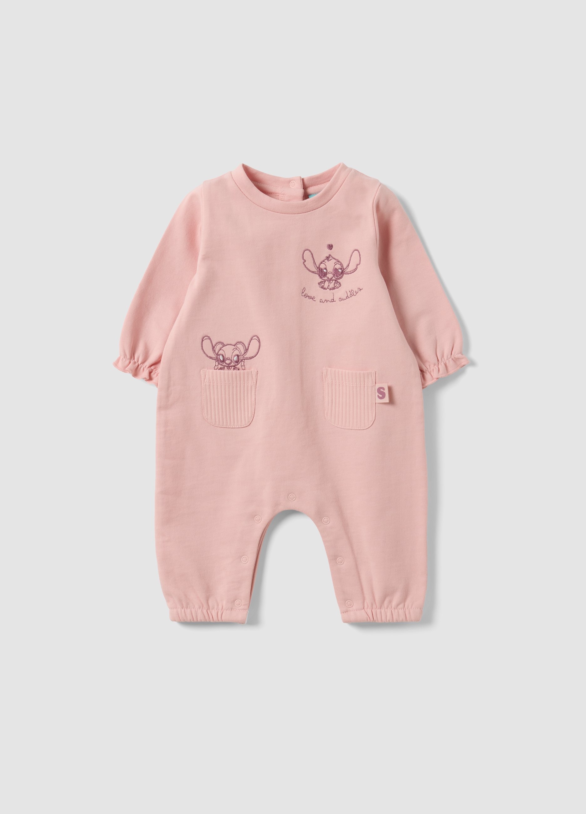 FAGOTTINO, Tutina Rosa In Puro Cotone Organico Con Stampa Stitch Per Neonata, Rosa, Taglia: 3-6