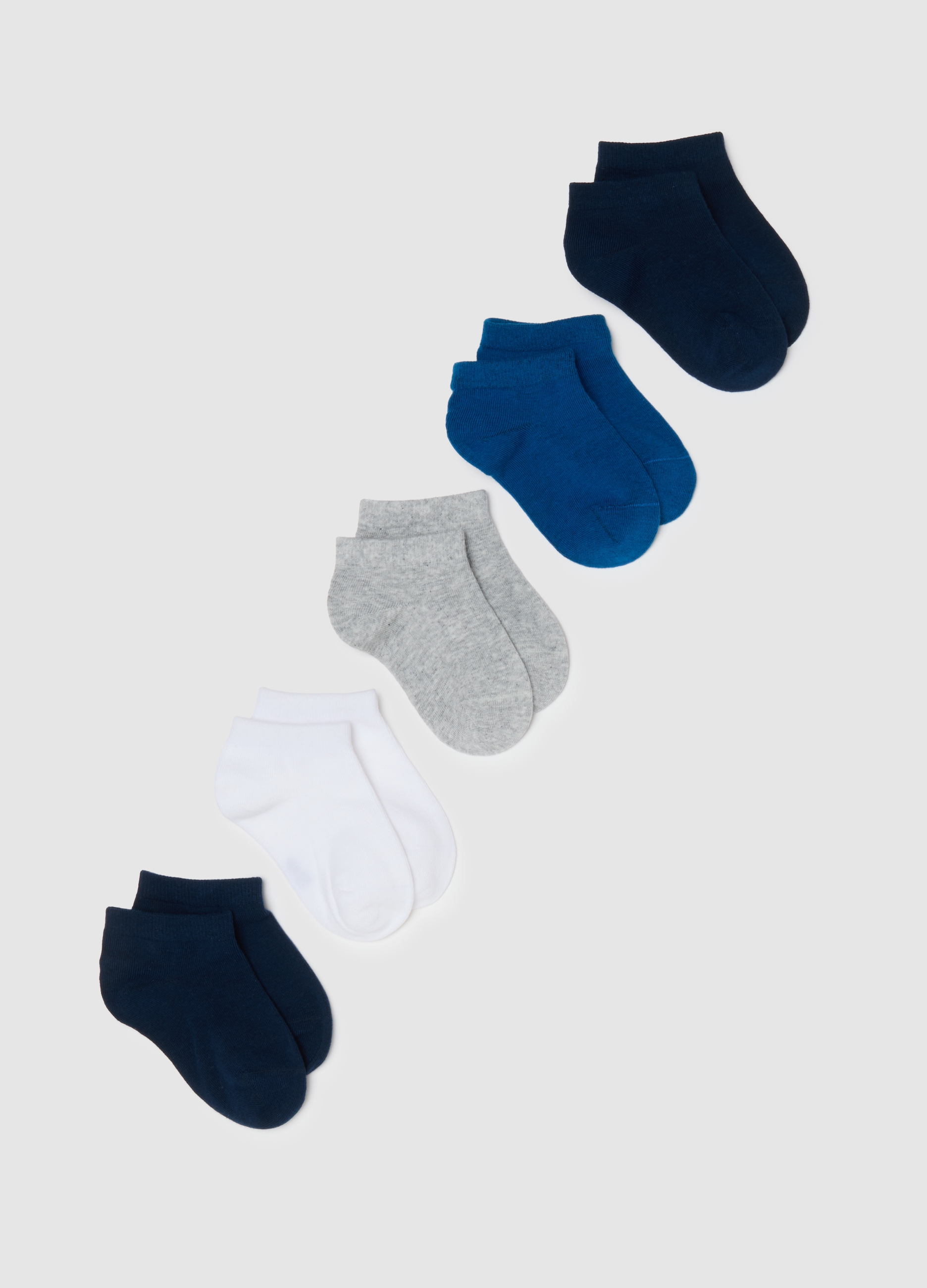 OVS KIDS, Multipack De Calcetines Cortos Multicolores De Mezcla De Algodón Para Niños, Niño, Blue/White/Grey, Talla: 28/30