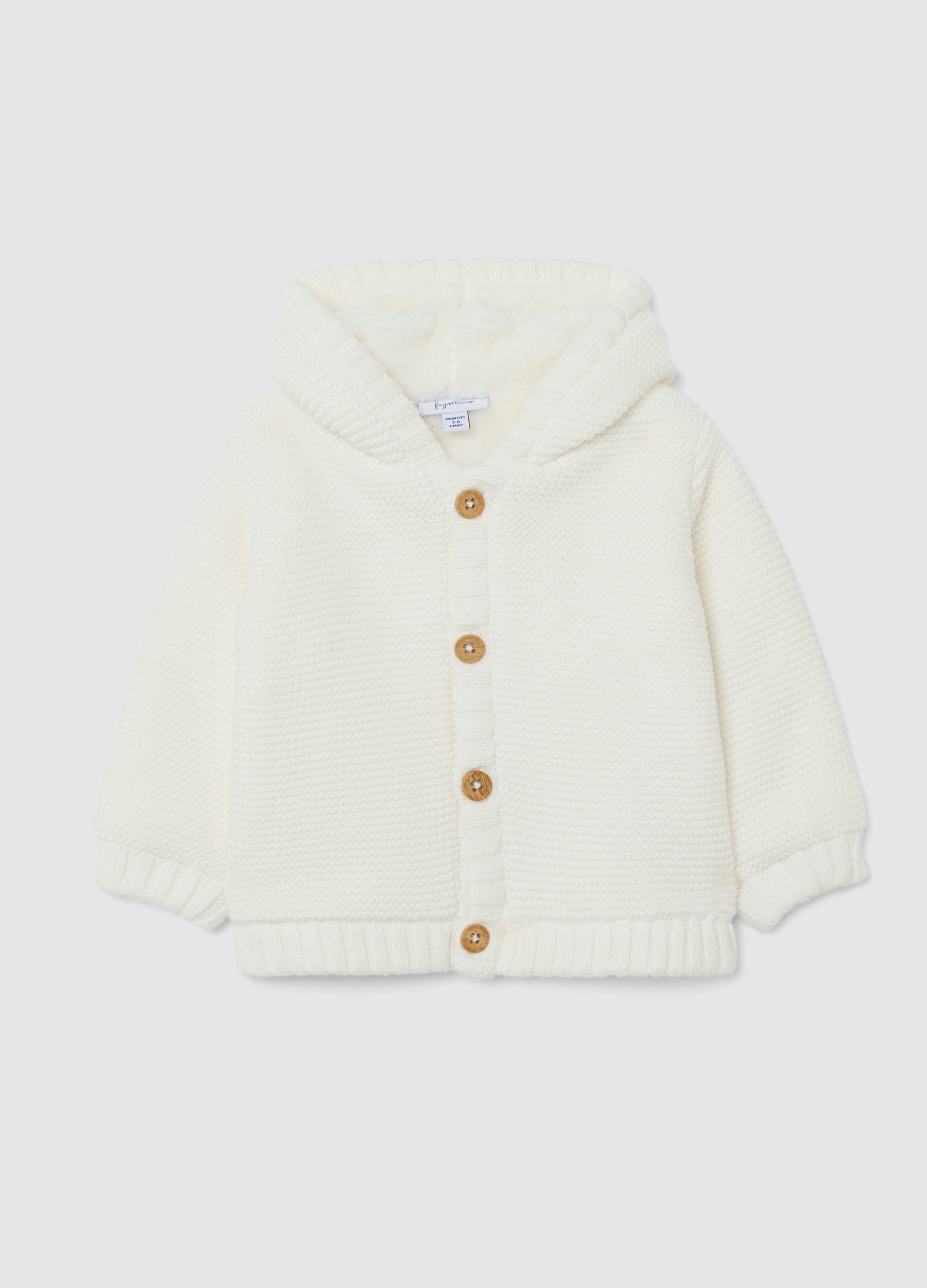 FAGOTTINO, Giacca Da Neonato In Puro Cotone Bianca Regular Fit, Unisex, Bianco, Taglia: 3-6