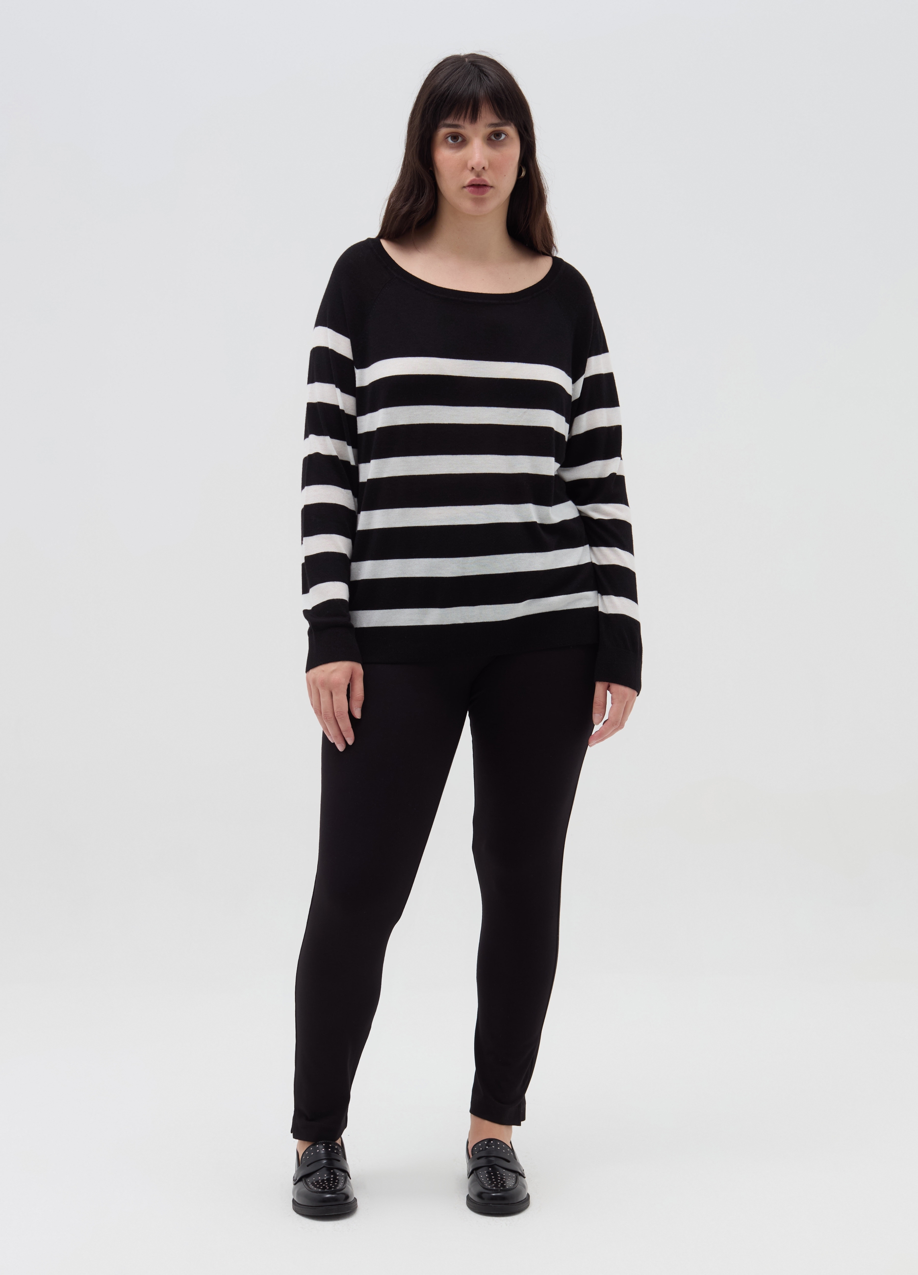 MYA, Leggings In Cotone Stretch Curvy, Donna, Nero, Taglia: XL