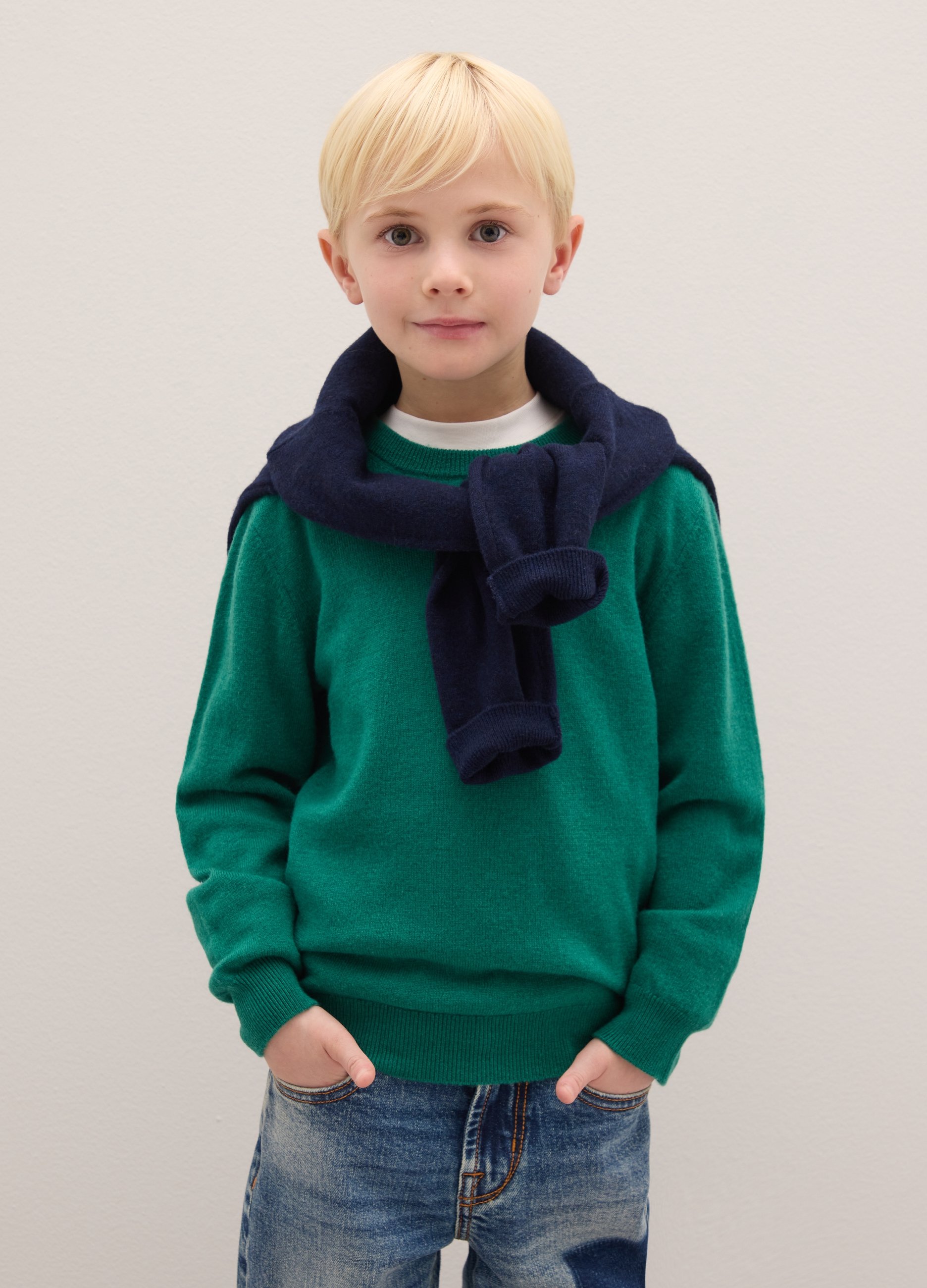 PIOMBO KIDS, Jersey De Niño En Pura Lana Verde Regular Fit, Niño, Verde oscuro, Talla: 10