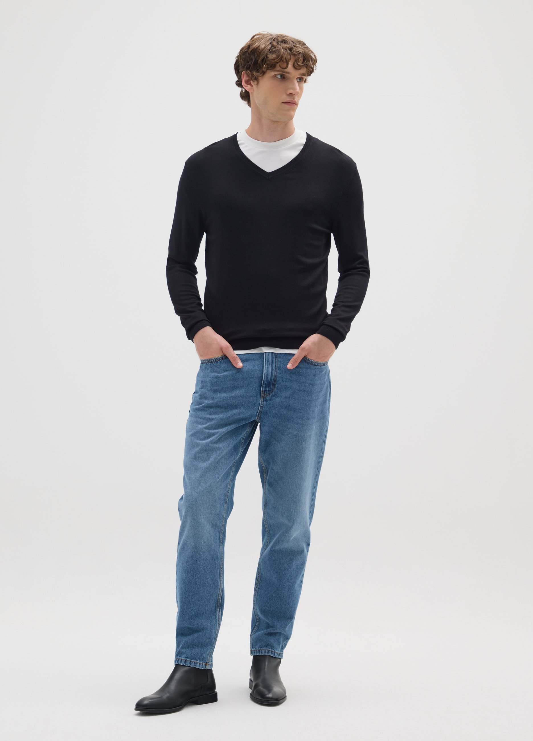 OVS, Jeans In Puro Cotone Blu Regular Tapered, Uomo, Blu, Taglia: 52