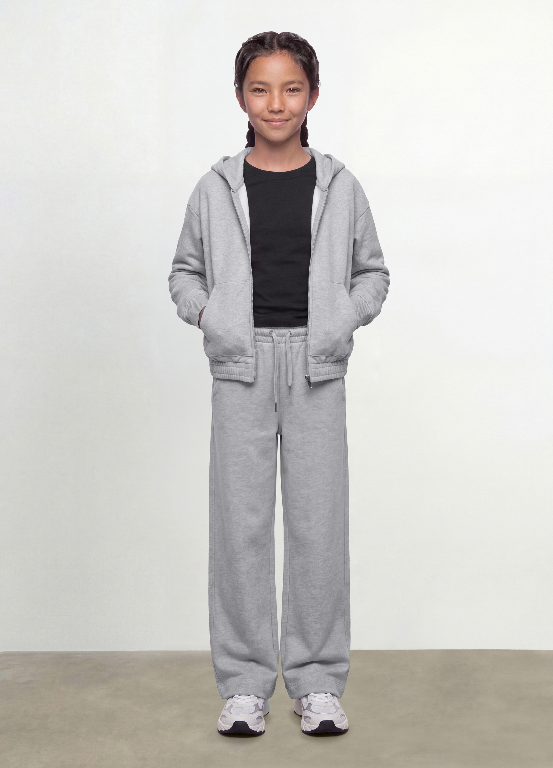 OVS KIDS, Felpa Grigia Con Cappuccio In Cotone Organico, Bambina, Grigio, Taglia: 12-13