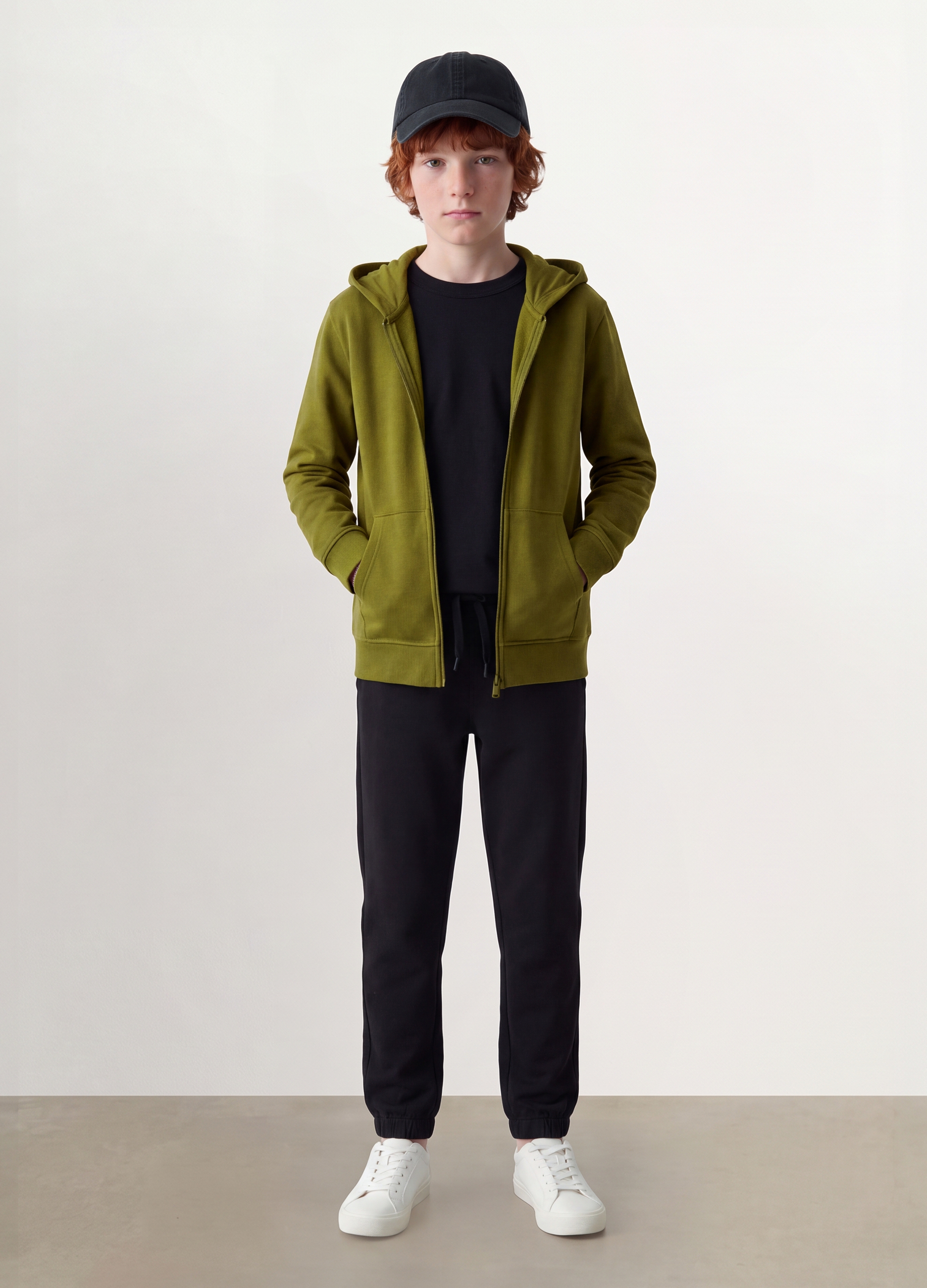 OVS KIDS, Felpa Verde Con Cappuccio In Puro Cotone Organico Regular Fit Per Ragazzo, Bambino, Verde, Taglia: 13-14