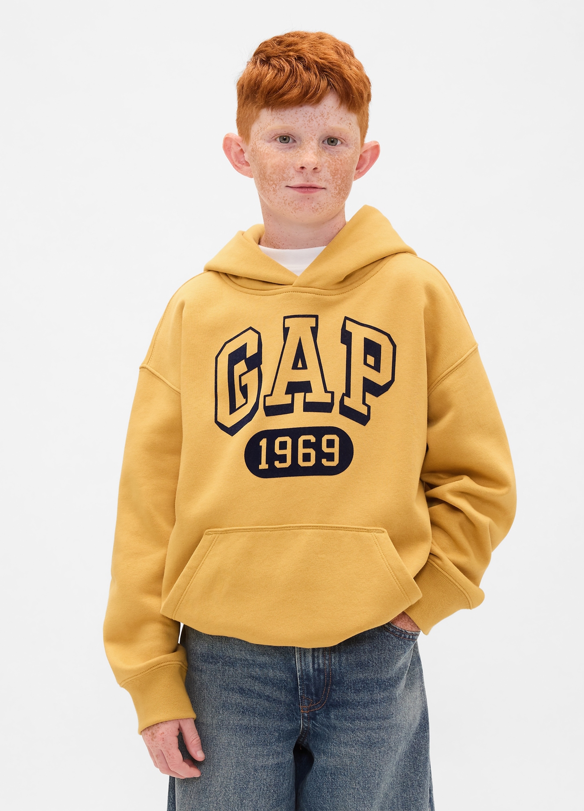 GAP KIDS, Felpa Con Logo Gap E Cappuccio, Bambino, Giallo, Taglia: XS/99-114