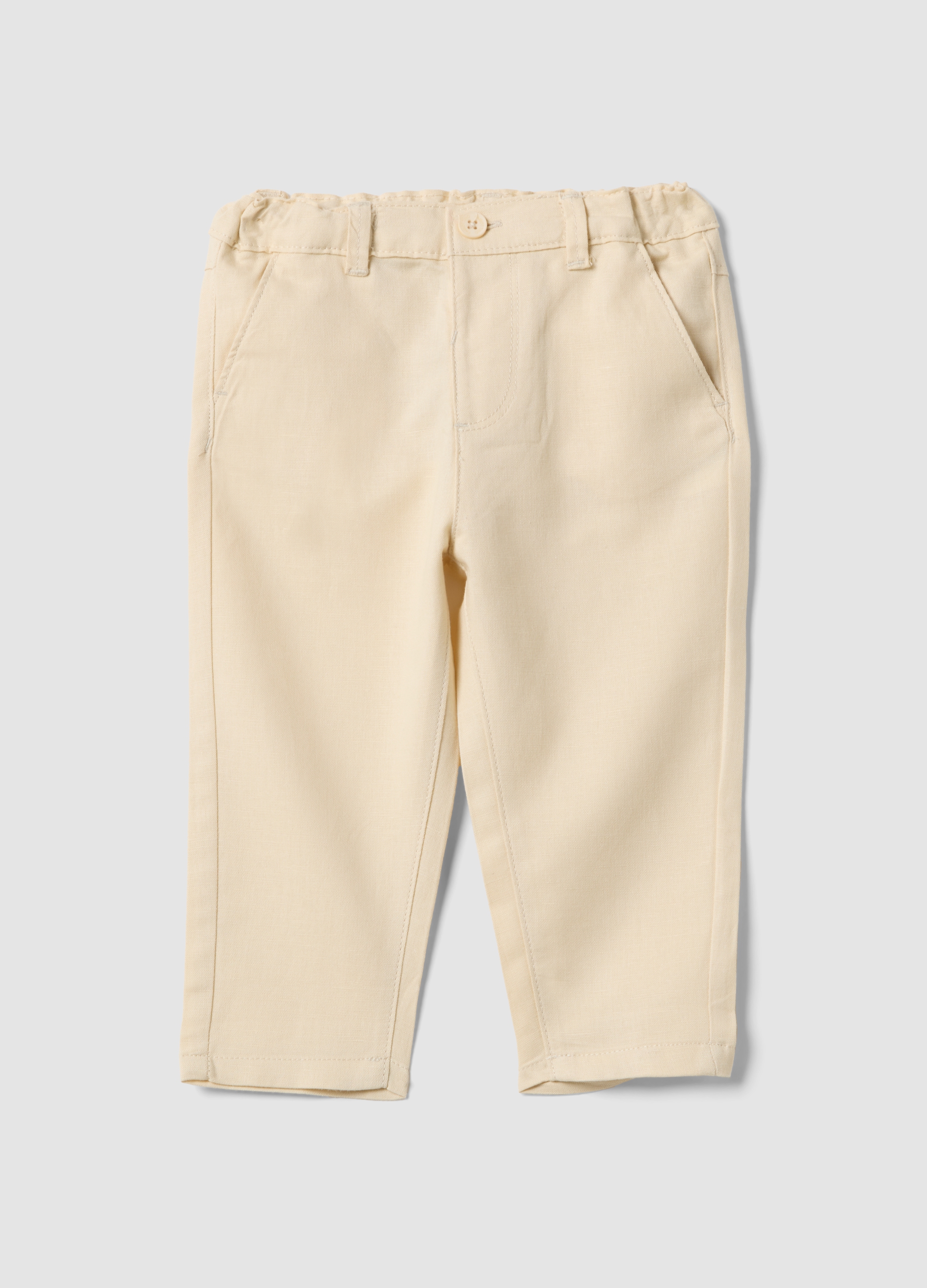 FAGOTTINO, Pantalones Chino En Mezcla De Lino Y Algodón Beige Para Niños Con Ajuste Regular, Niño, Beige Claro, Talla: 18-24