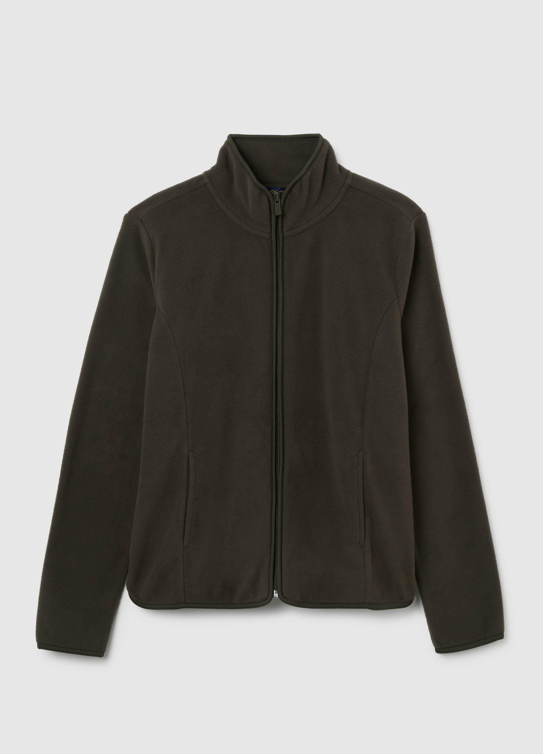 Sudadera De Forro Polar Verde Con Corte Entallado Y Cremallera, Mujer, Verde oscuro, Talla: XXL